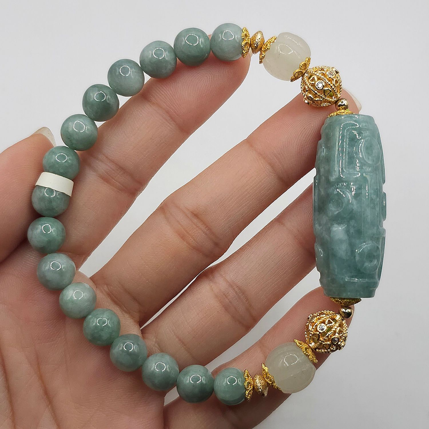 Natural Burma Jade with DZI