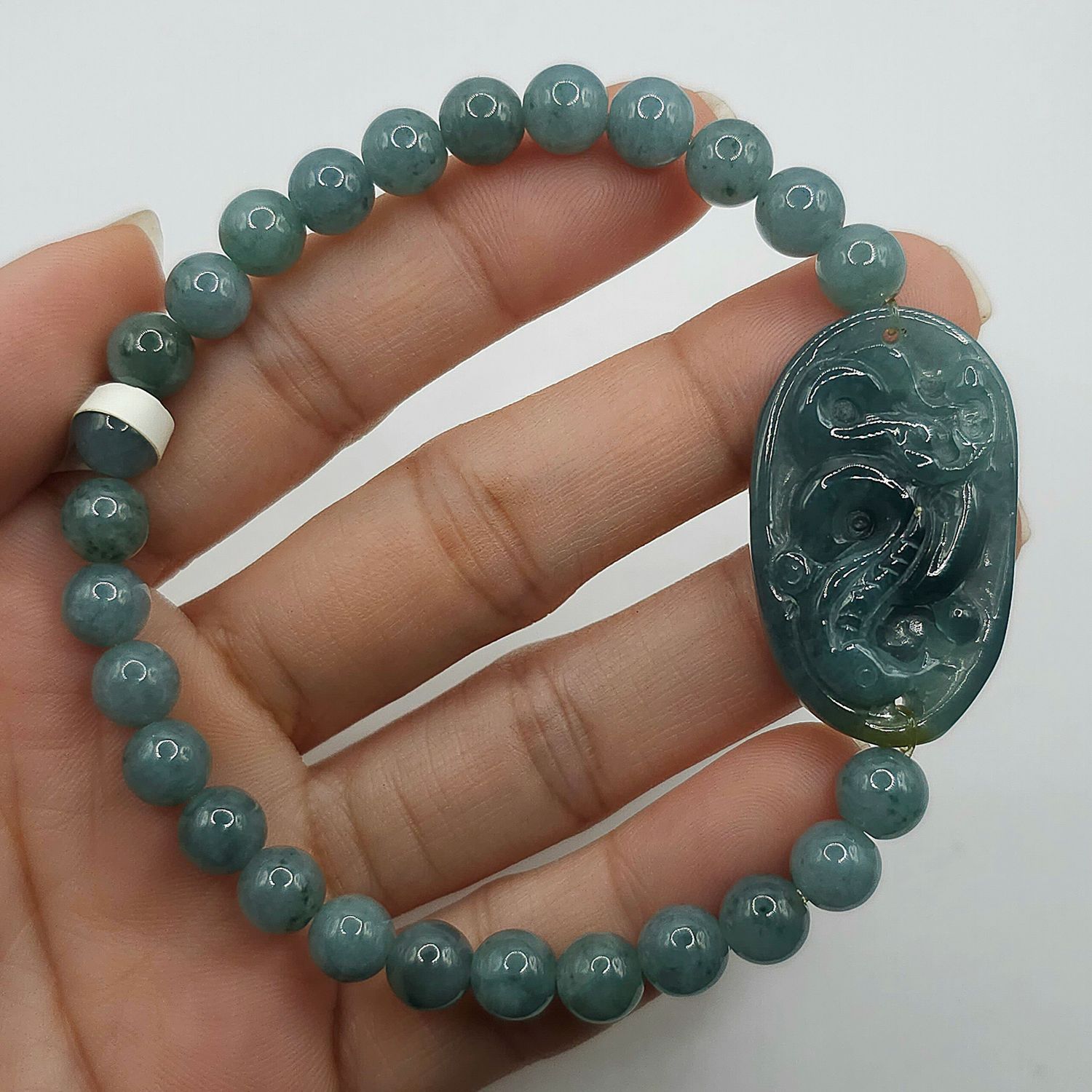 Natural Blue Water Jade with Snake