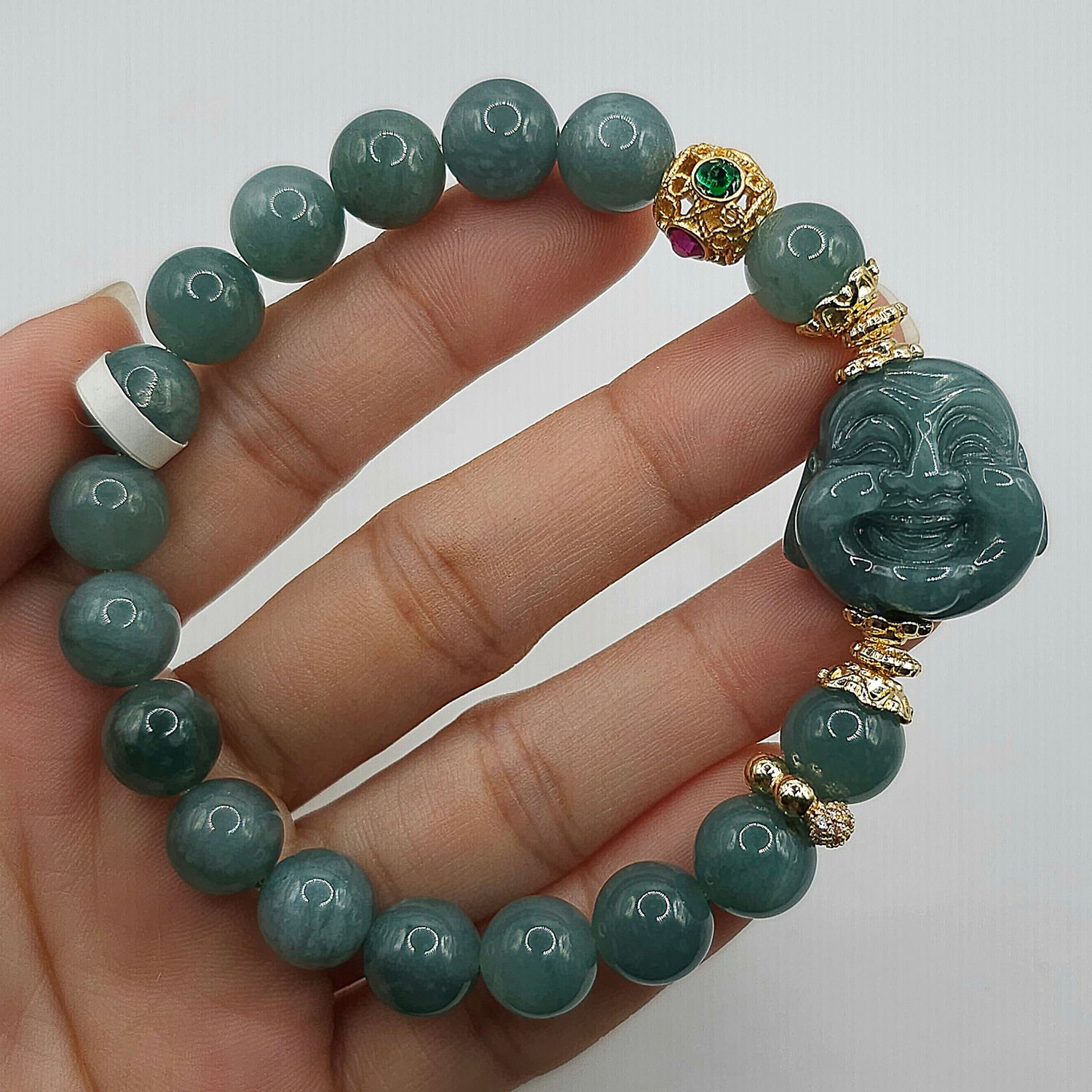 Natural Blue Water Jade with Buddha