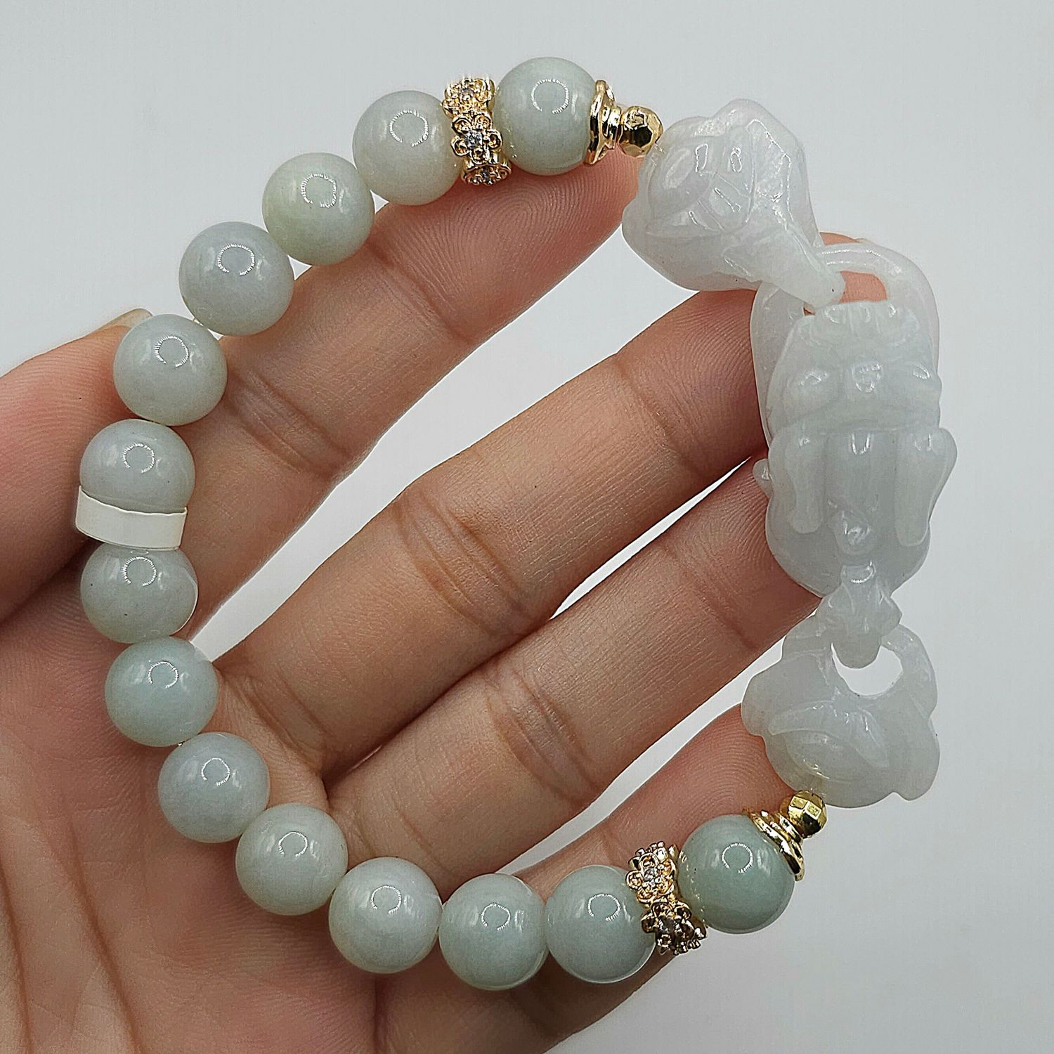 Natural Burma Jade with Pixiu &amp; Ruyi