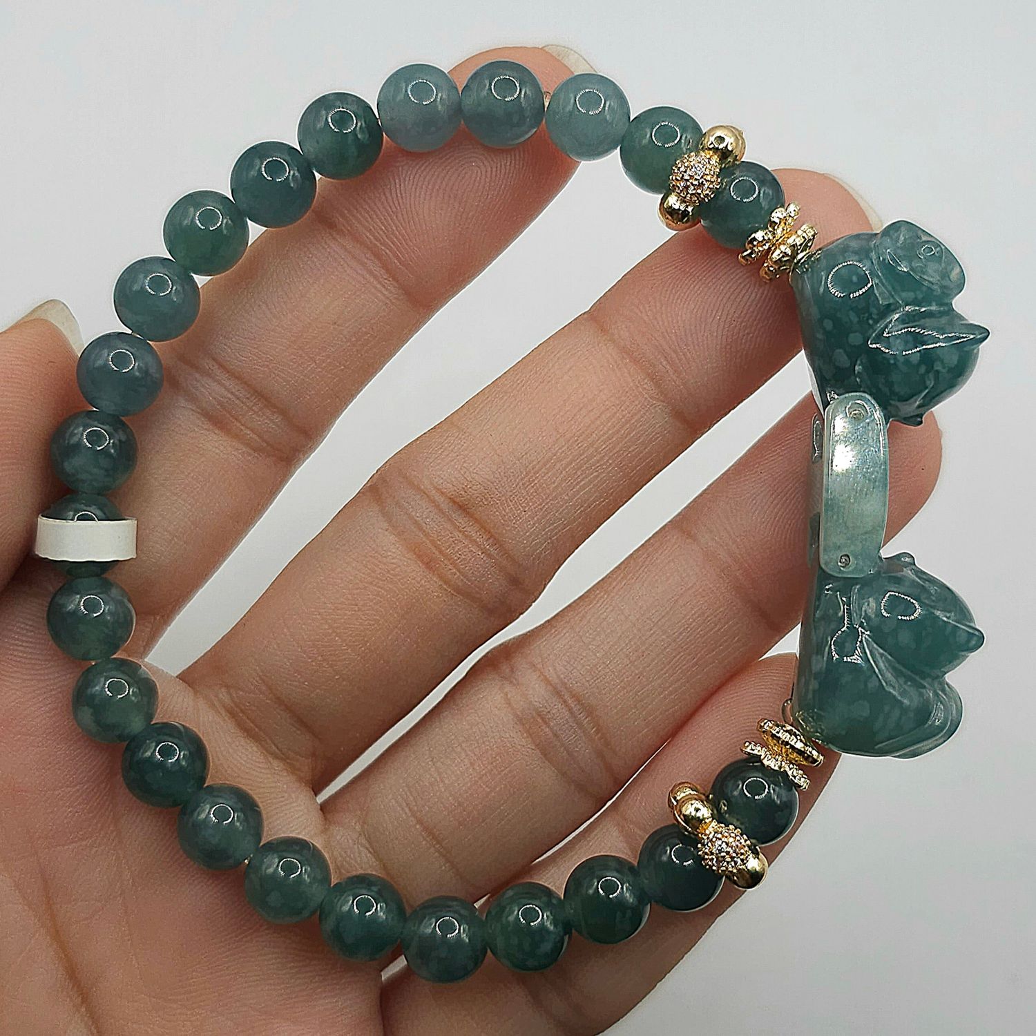 Natural Blue Water Jade with 9 Tail Fox