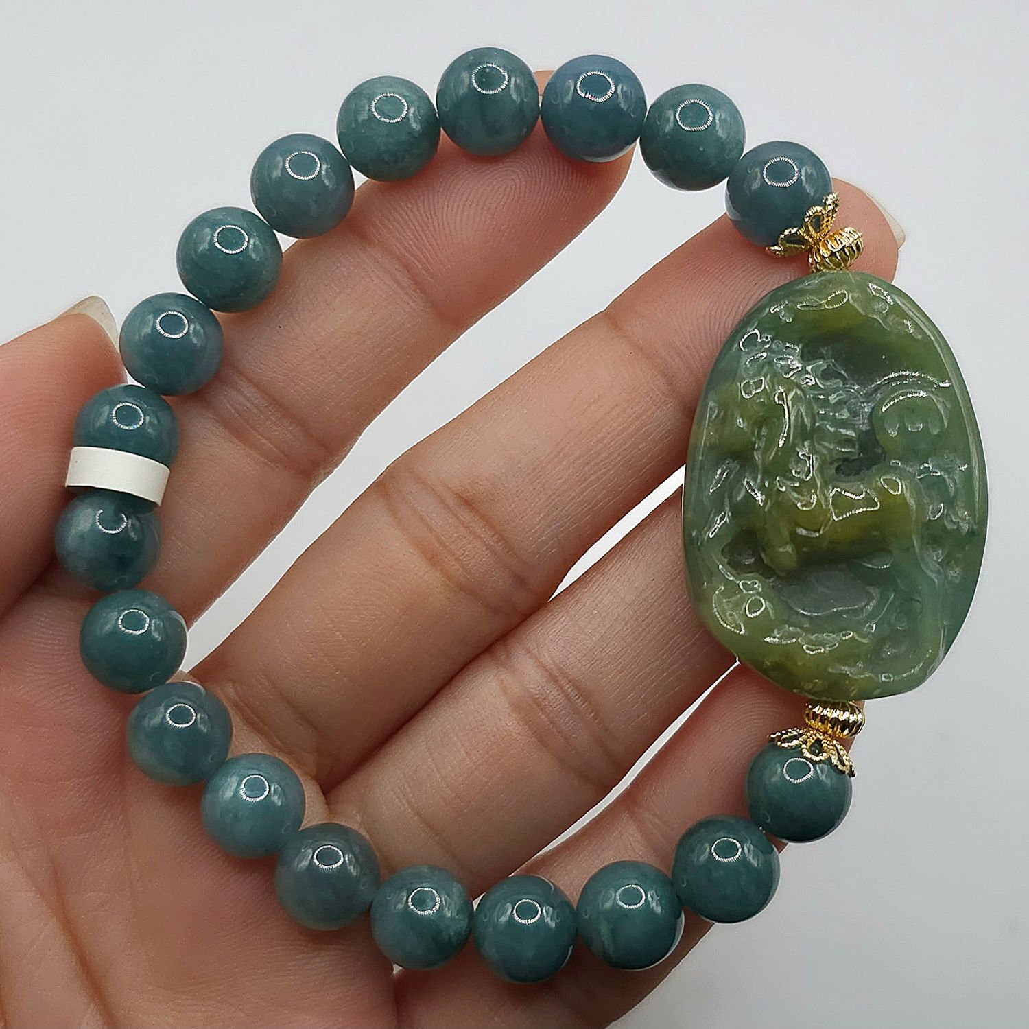 Natural Blue Water Jade with Horse