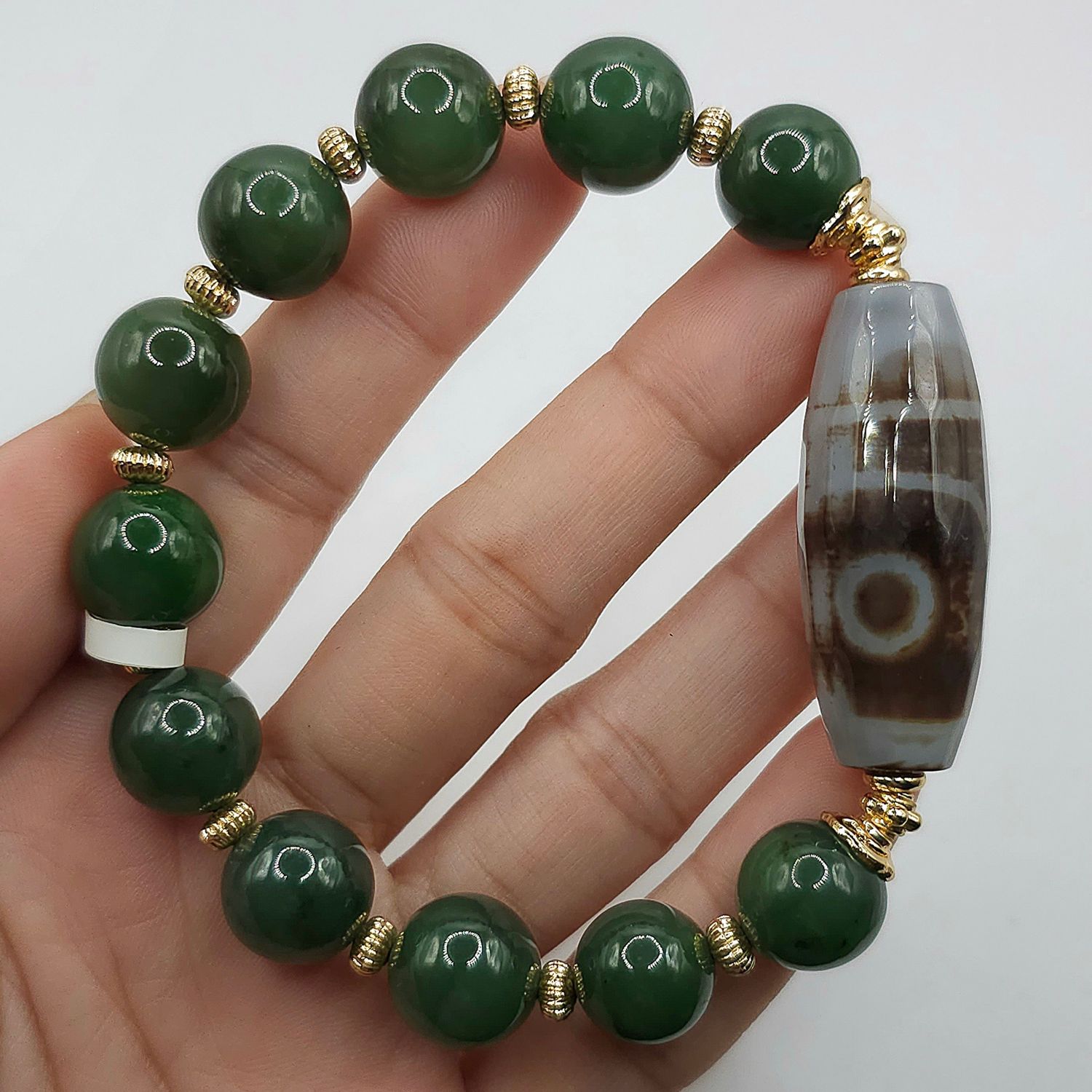 Natural Hetian Jade with DZI