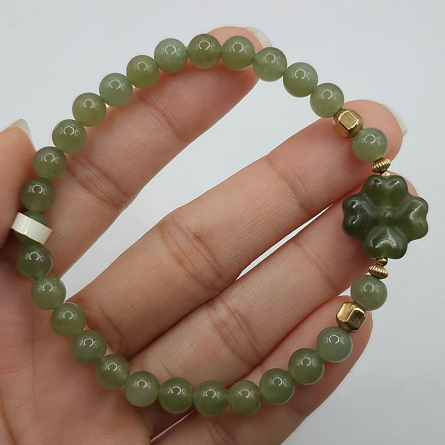 Natural Hetial Jade with Clover Charm