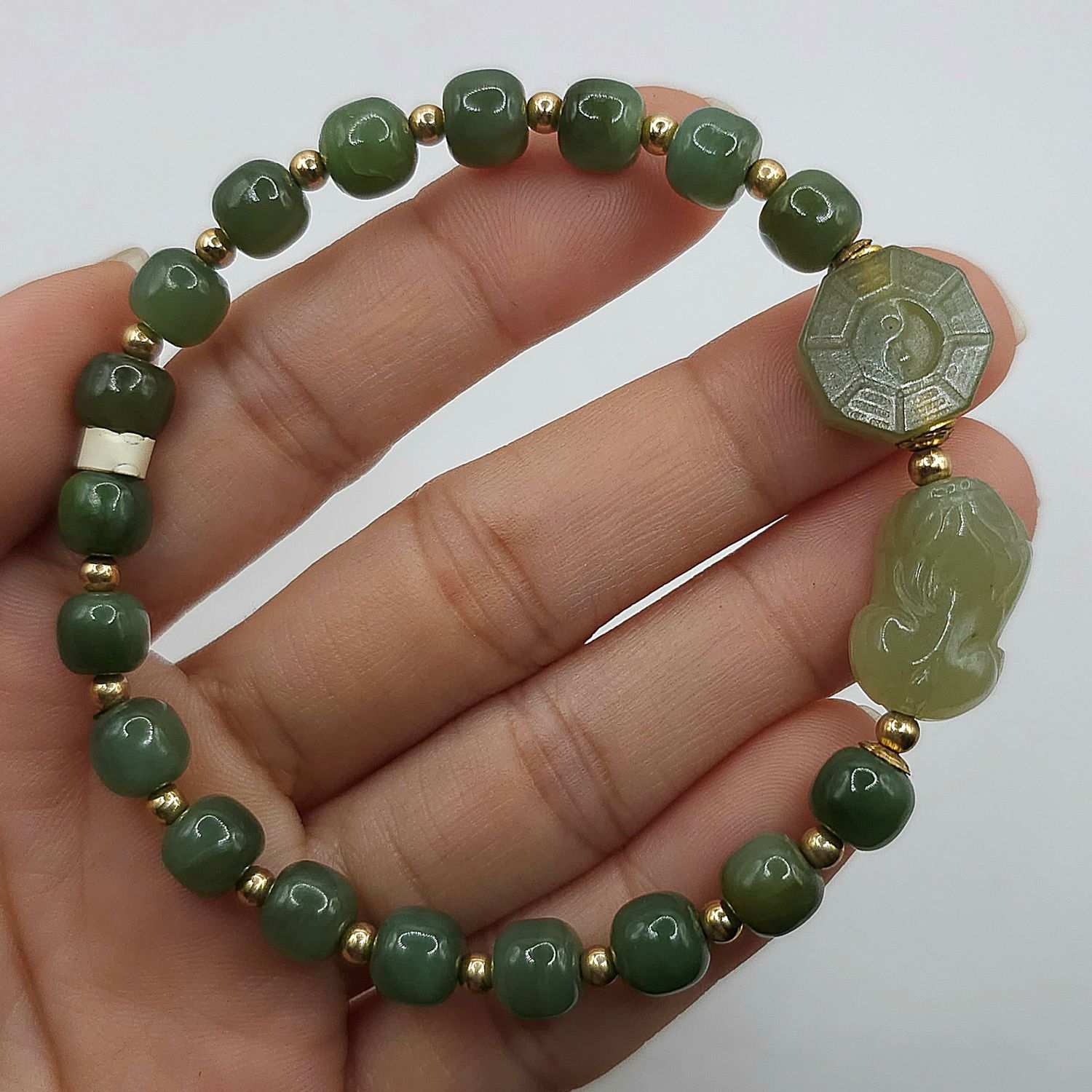 Natural Hetian Jade with Pixiu &amp; Bagua