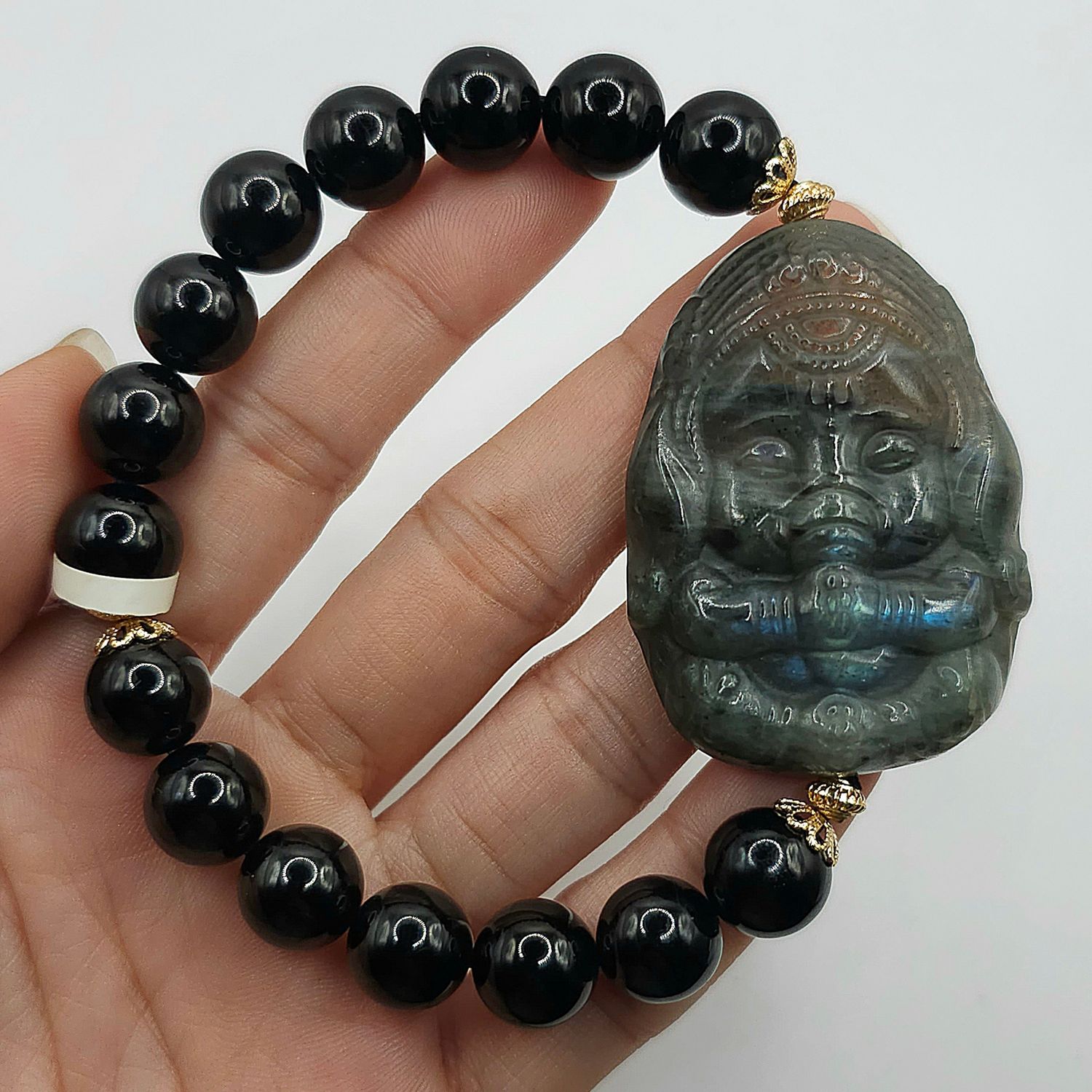 Natural Tourmaline x Labradorite Ganesha