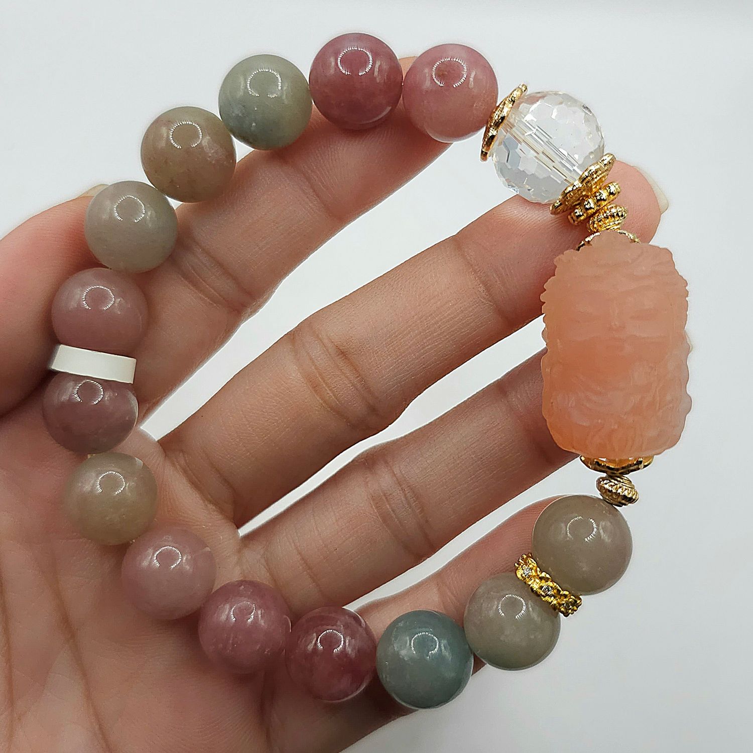 Natural Tourmaline x Sugar Agate Guanyin