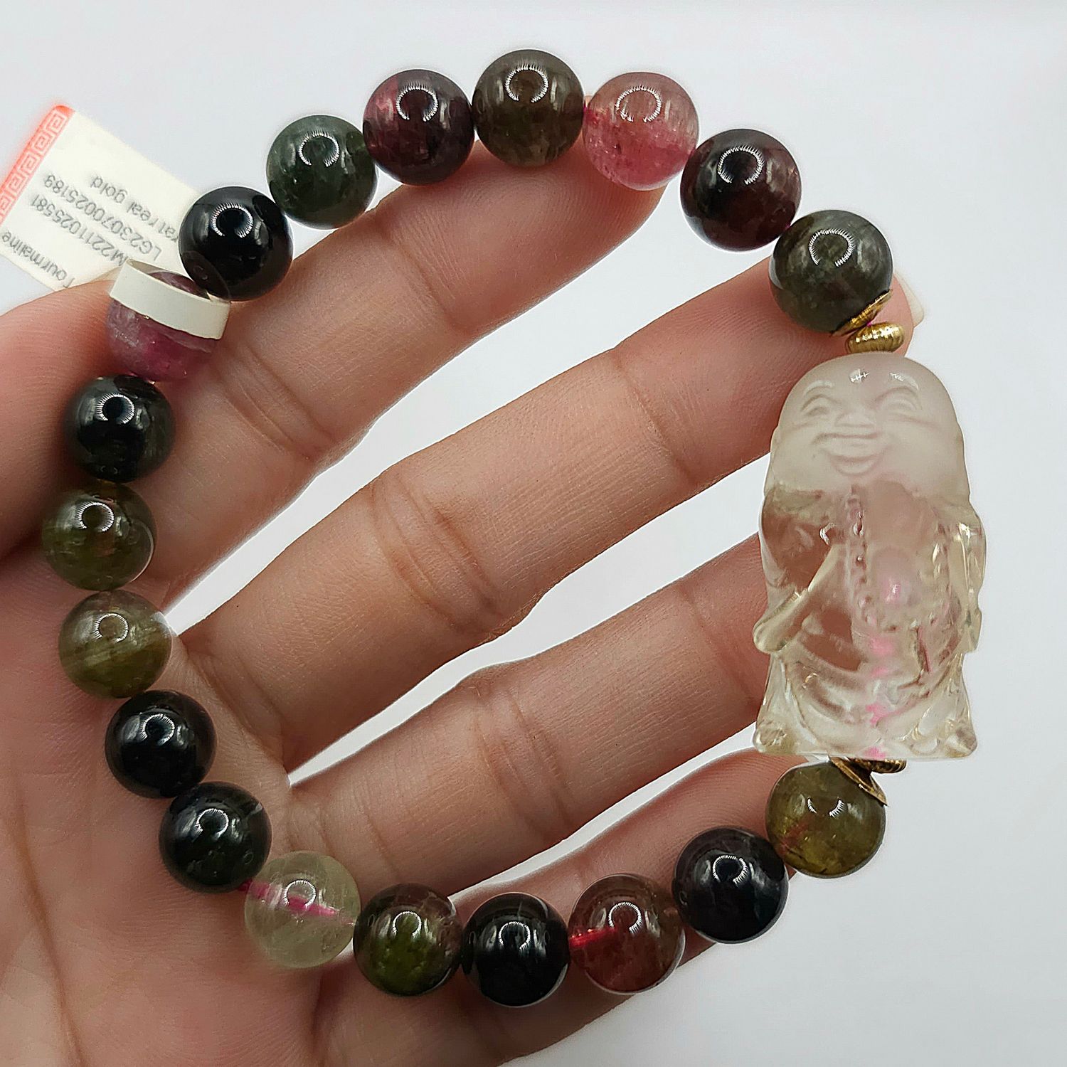 Natural Black Rose Tourmaline x Citrine Buddha