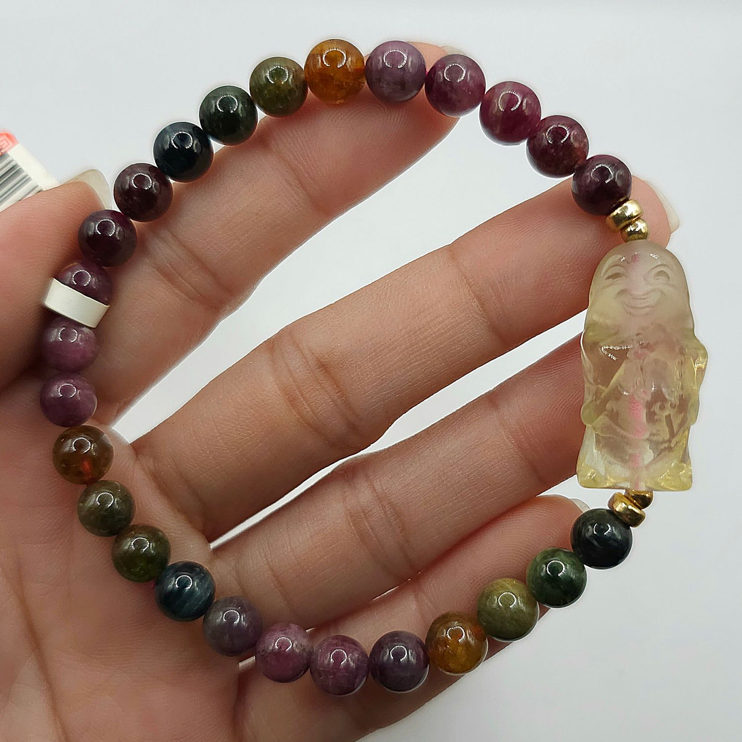 Natural Tourmaline x Citrine Buddha