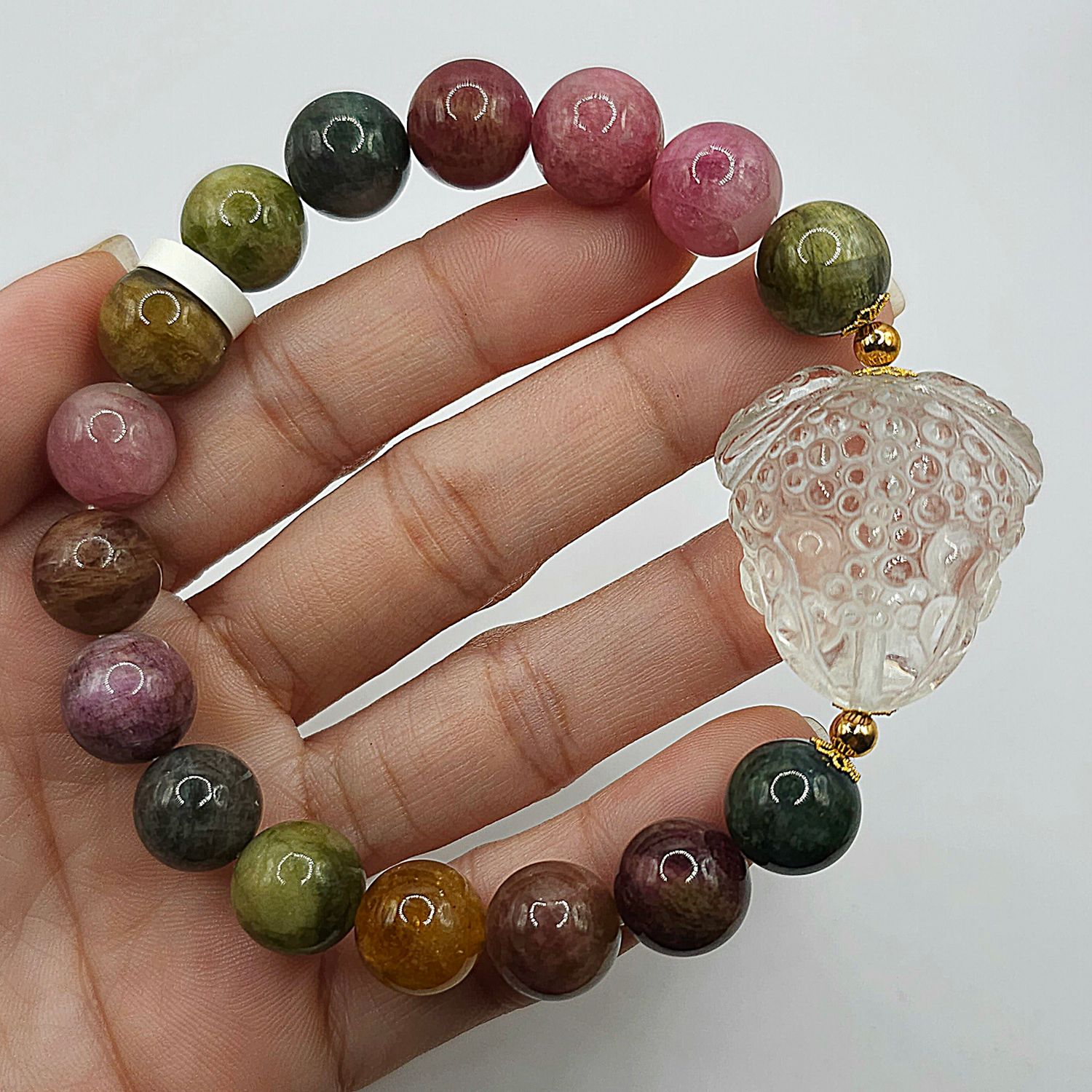 Natural Candy Tourmaline x Clear Quartz Toad 18K