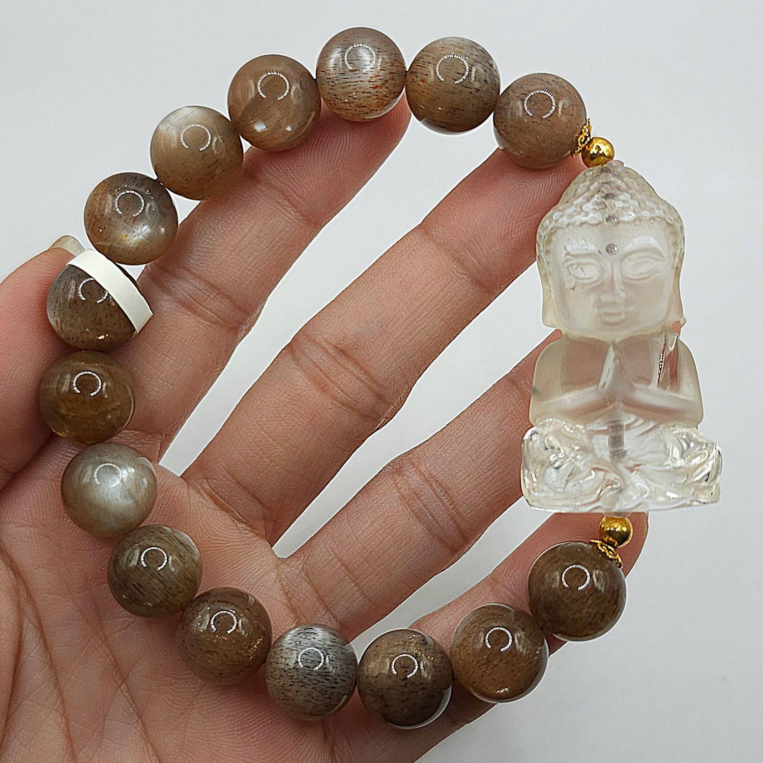 Natural Gugan x Clear Quartz Buddha 18K