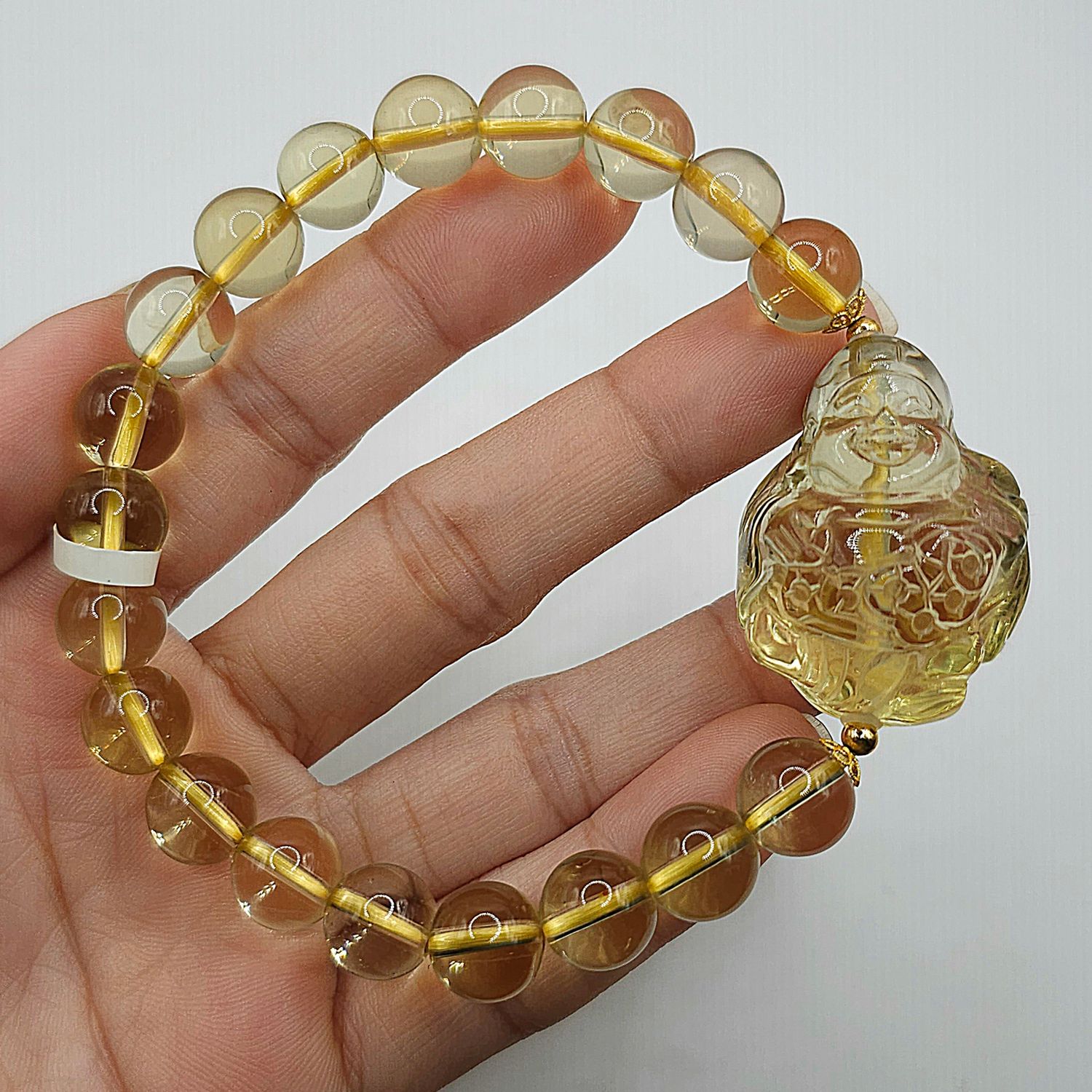 Natural Citrine with God of Wealth 18K