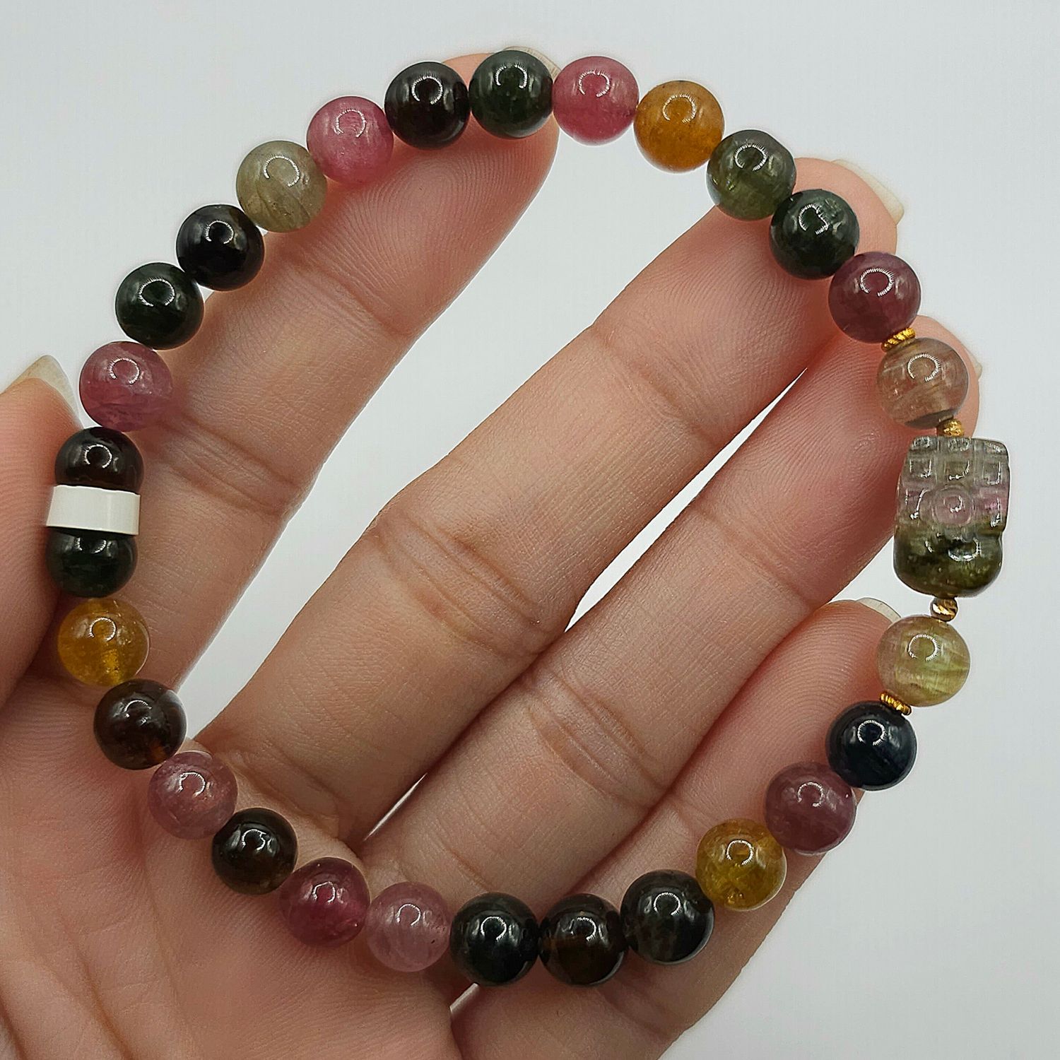 Natural Candy Tourmaline with Pixiu - 18K