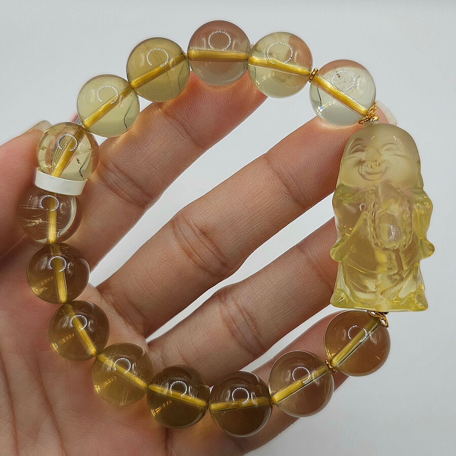 Natural Smoky Citrine with Buddha - 18K