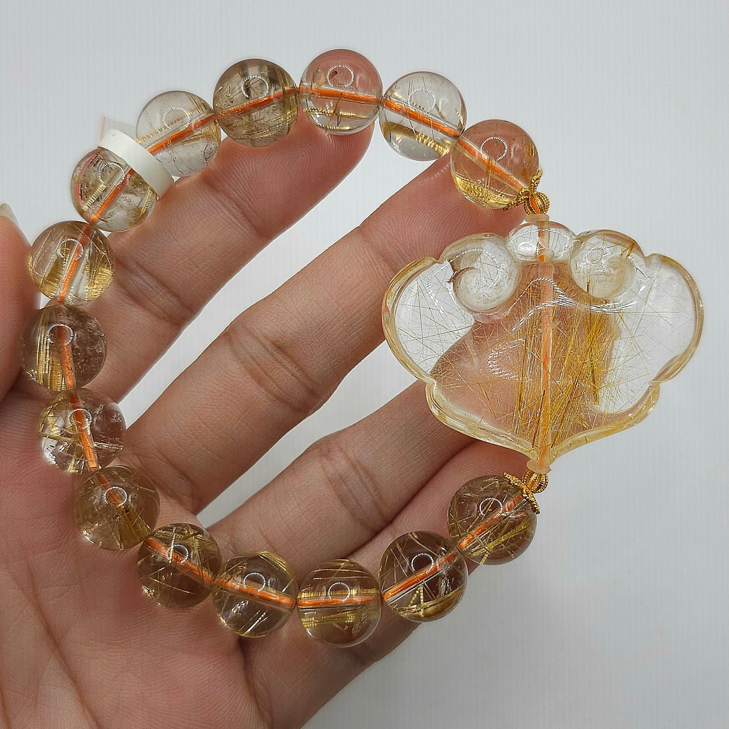 Natural Golden Ruti with Ruyi 18K