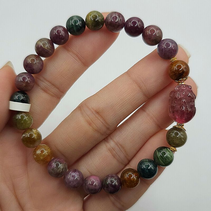 Natural Candy Tourmaline with Pixiu - 18K Natural Candy Tourmaline with Pixiu - 18K
