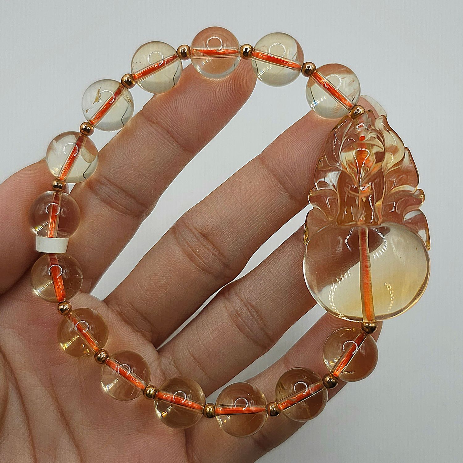 Natural Citrine with 9 Tail Fox - 18k