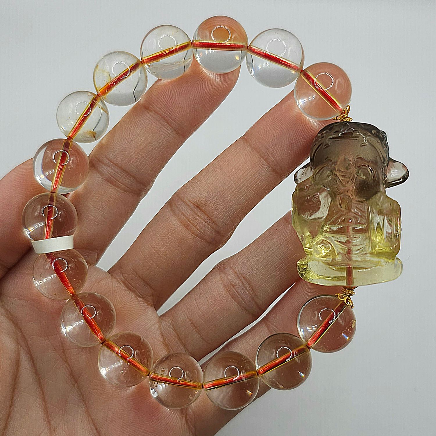 Natural Citrine with God of Wealth 18K