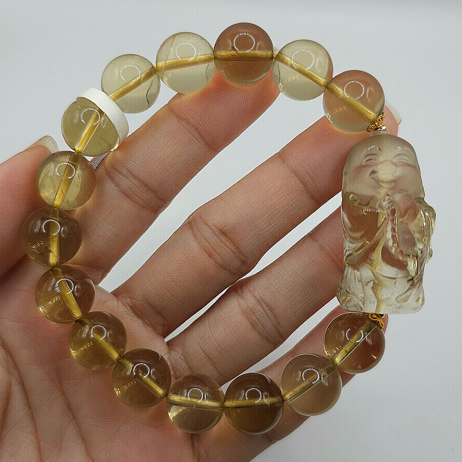 Natural Smoky Citrine with Buddha - 18K