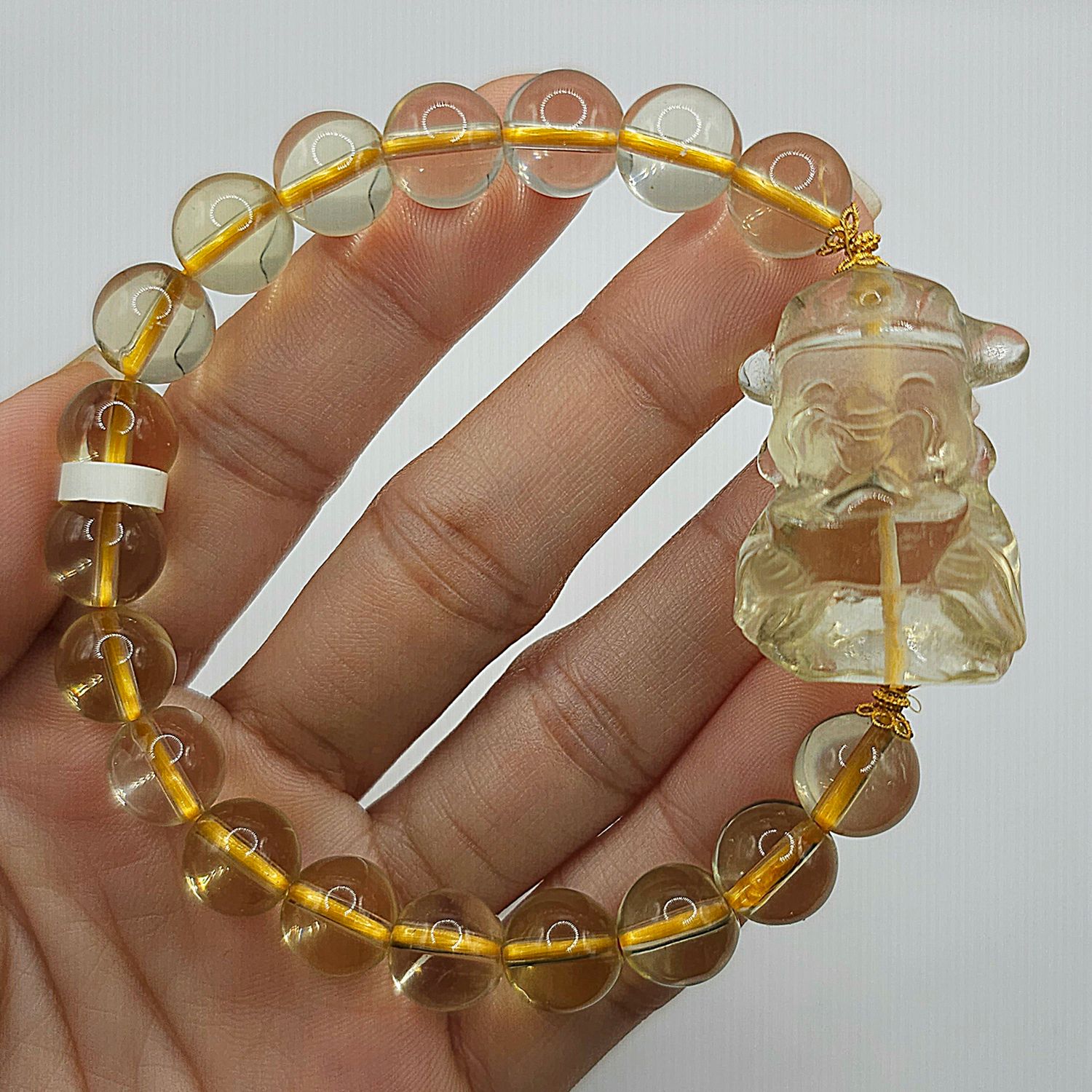 Natural Citrine with God of Wealth 18K