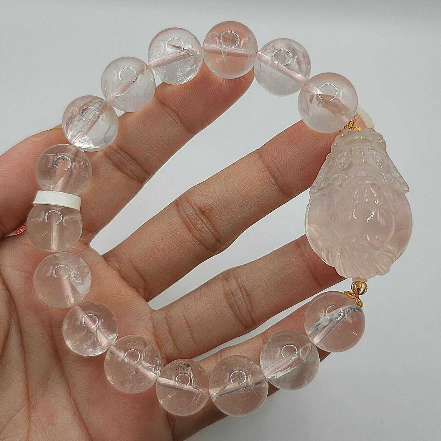 Natural Starlight Rose Quartz with Dragon Pixiu 18K