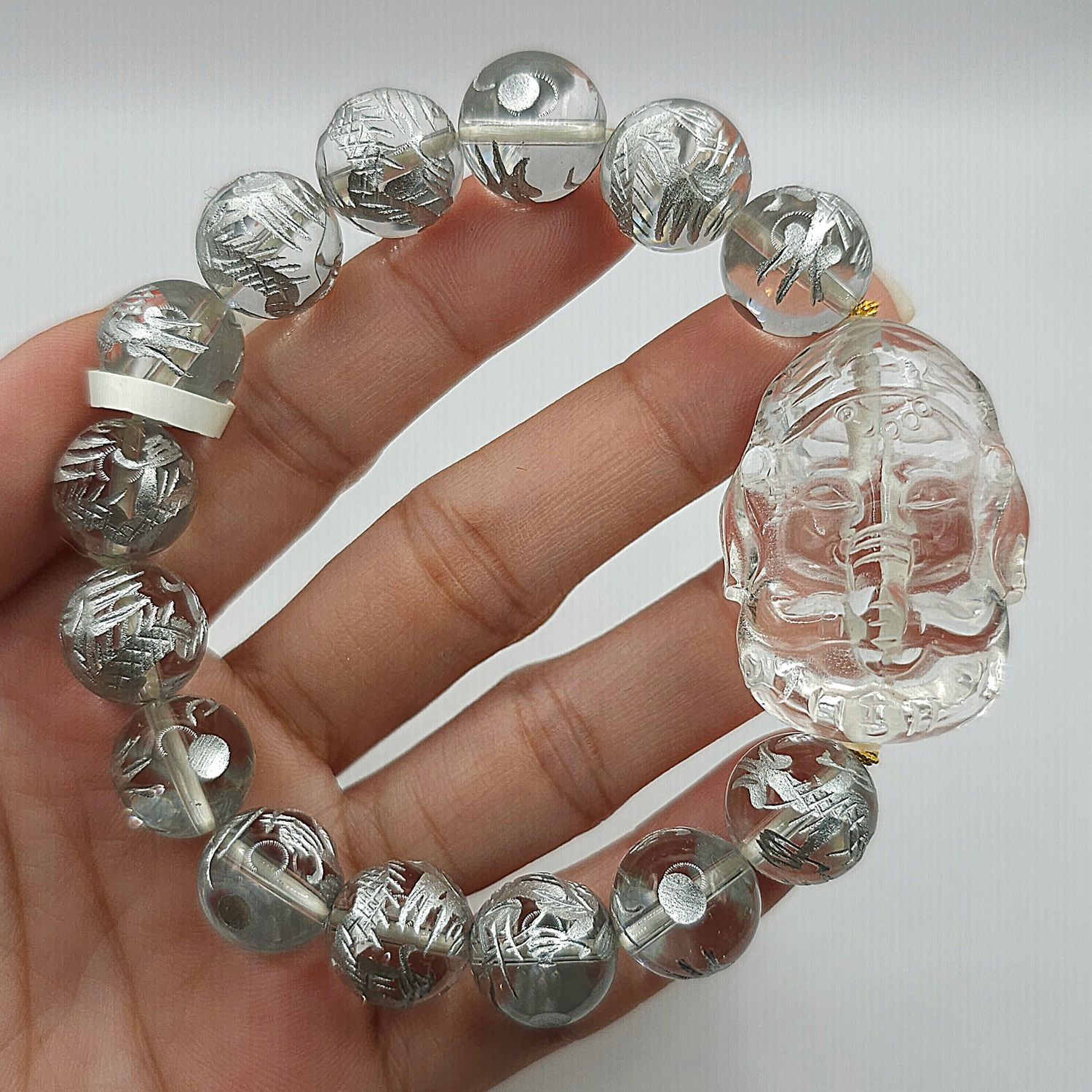 Natural Clear Quartz with Ganesha - 18K