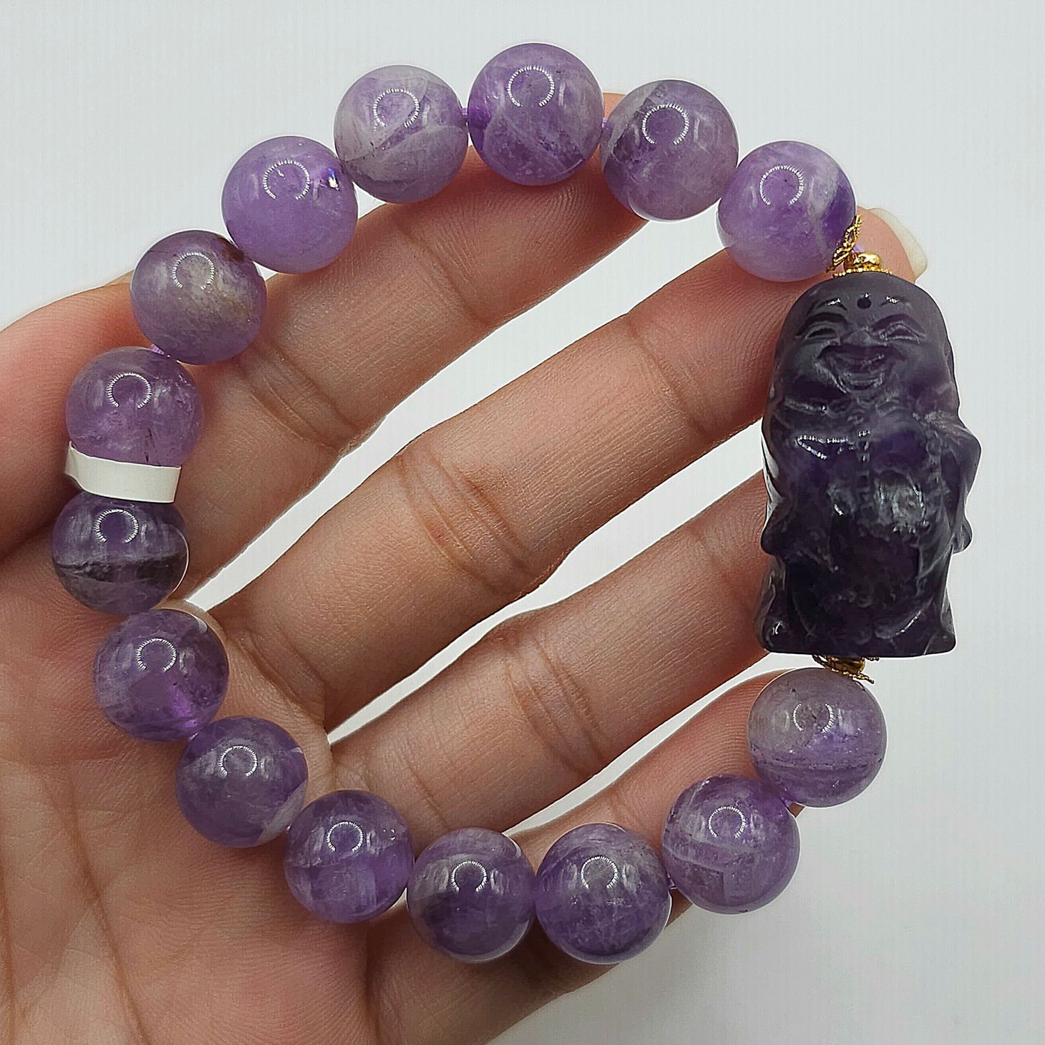 Natural Amethyst with Buddha 18K