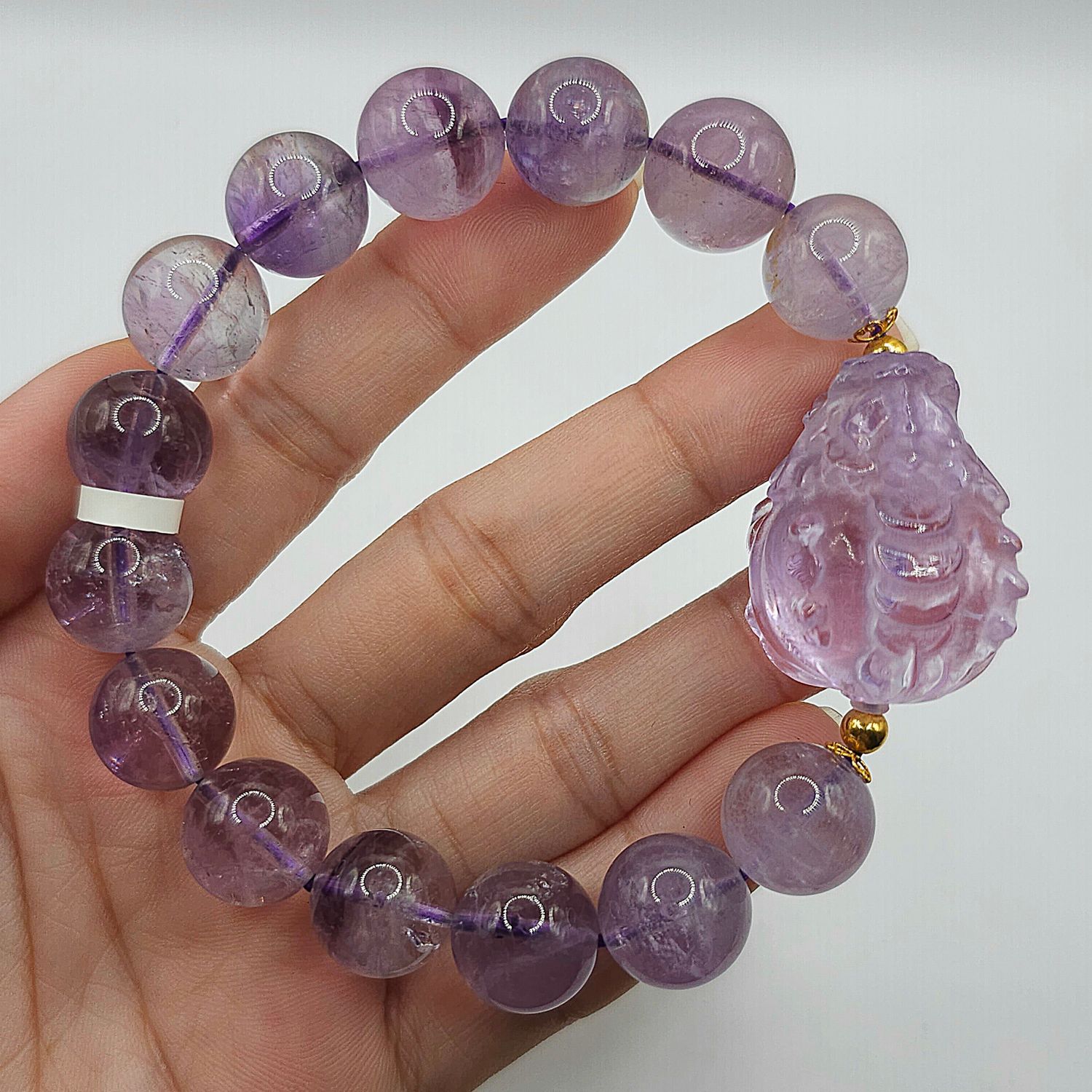 Natural Lavender Amethyst with Dragon Pixiu 18K