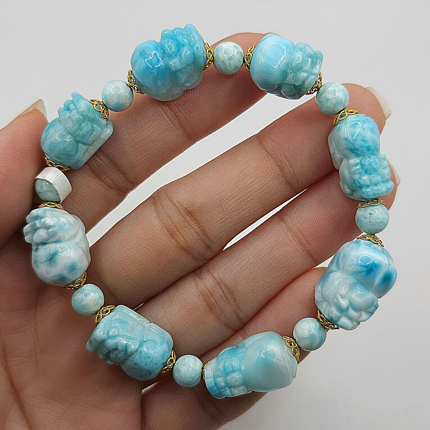 Natural Larimar Pixiu - 18K