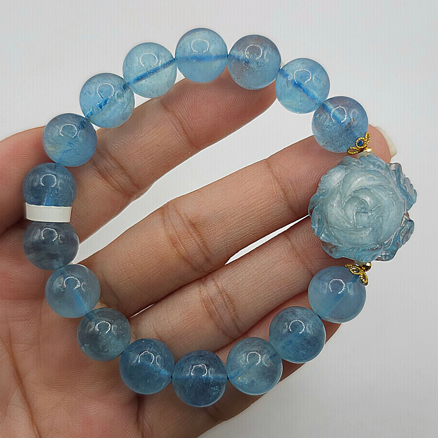 Natural Devil Aquamarine with Flower - 18K