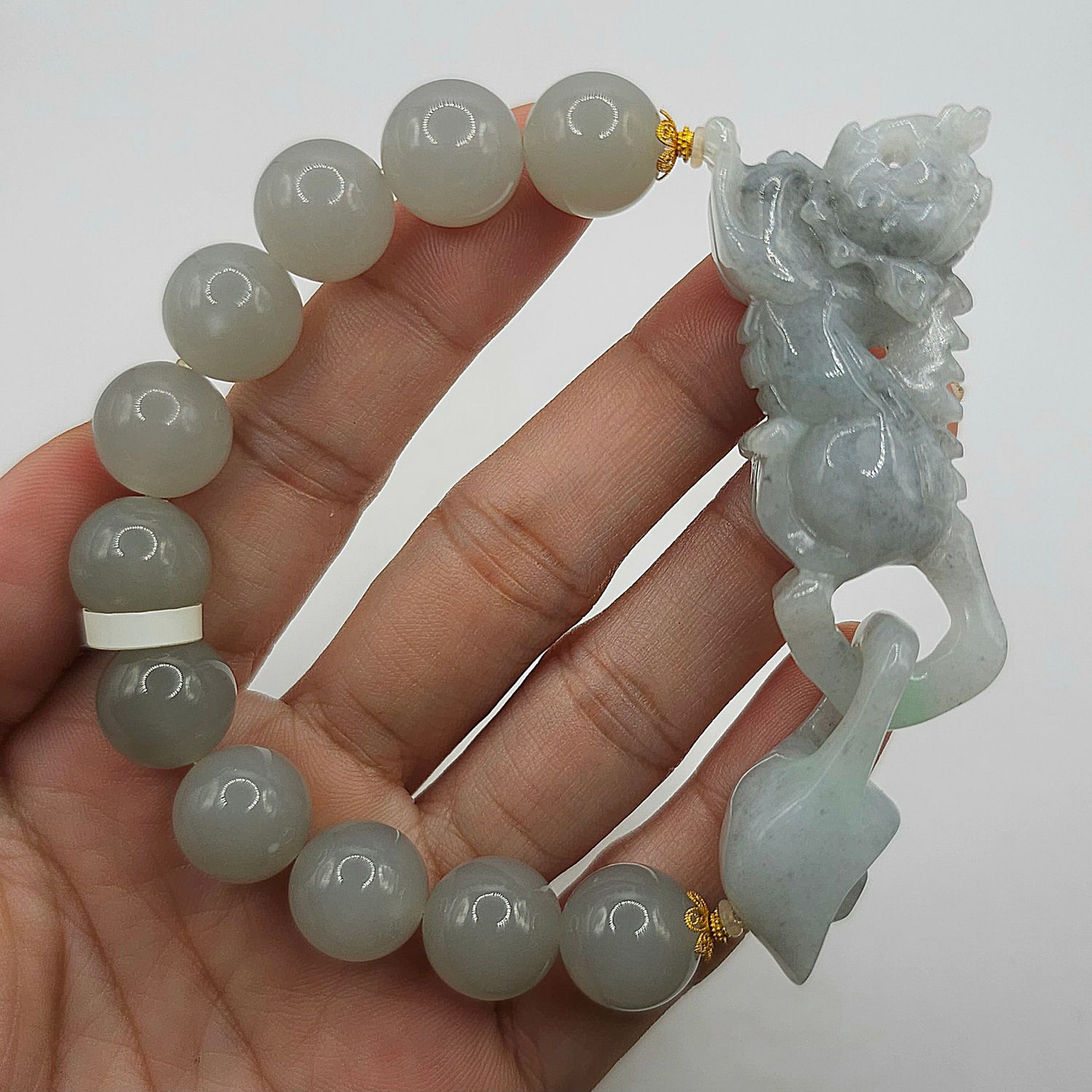 Natural Purple Jade with Dragon Pixiu -18K