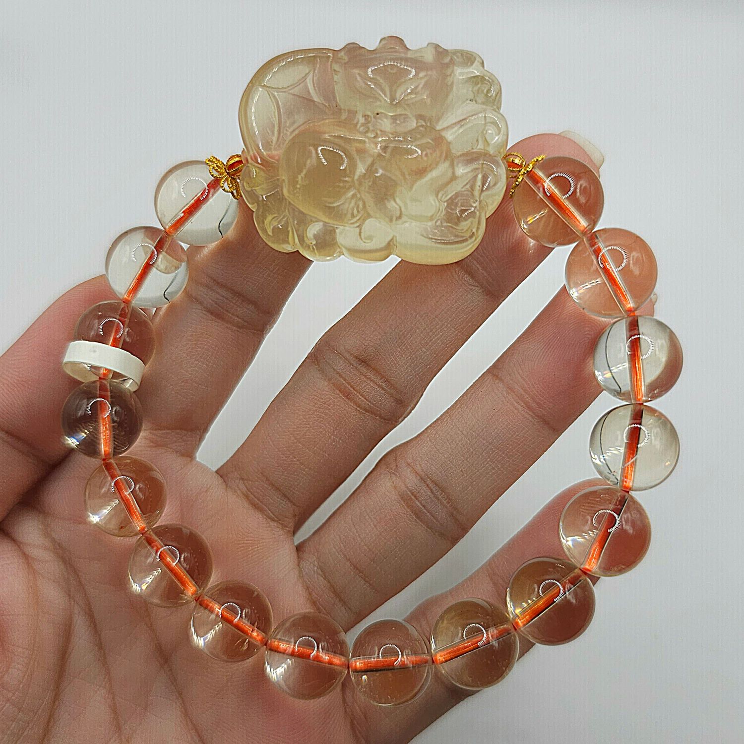 Natural Citrine with 9 Tail Fox 18K