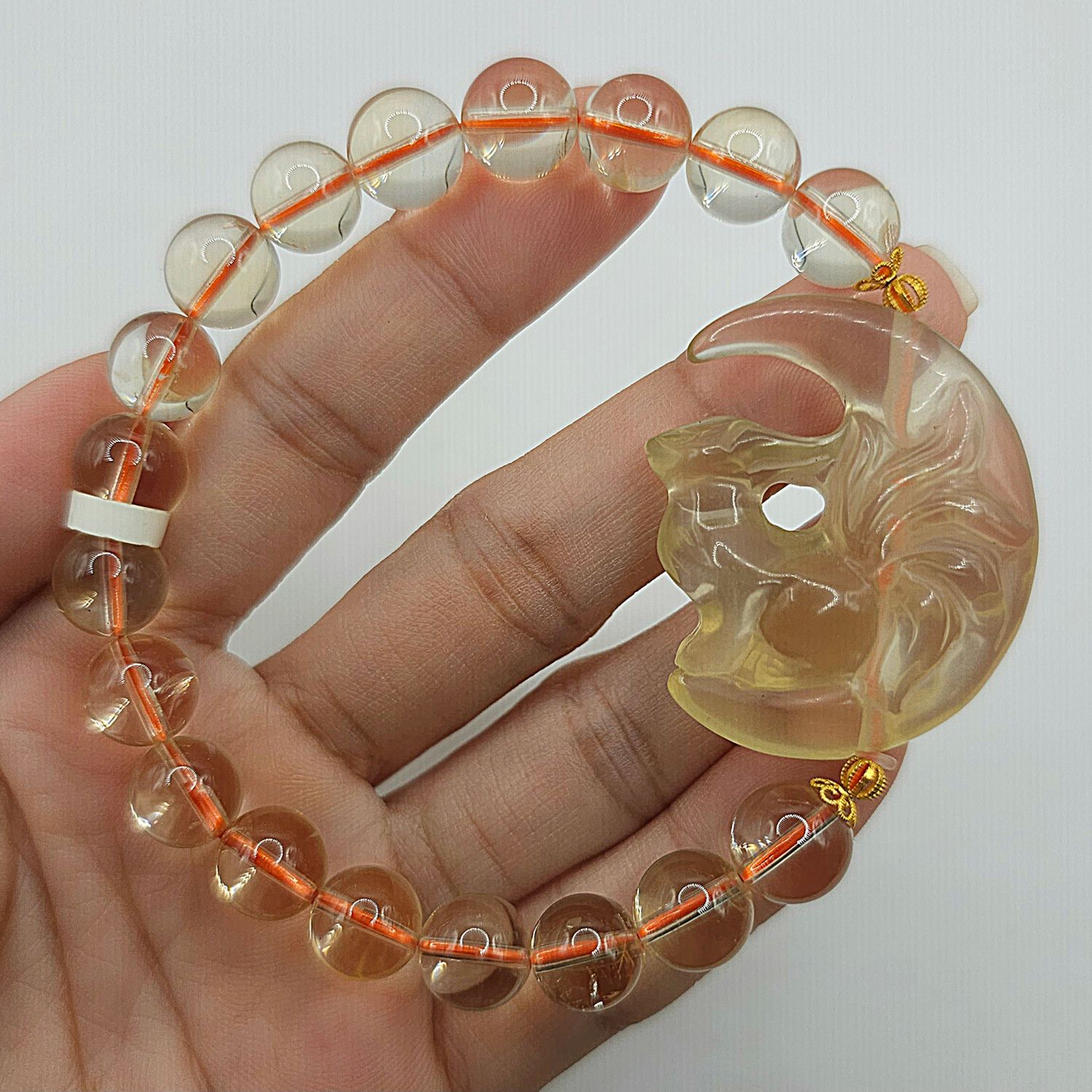 Natural Citrine with 9 Tail Fox 18K