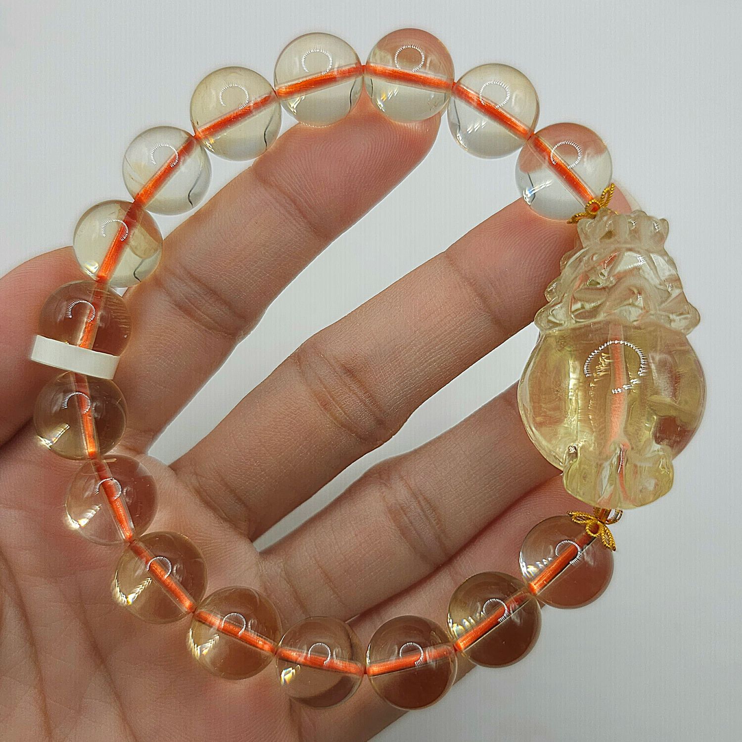 Natural Citrine with Dragon Pixiu 18K