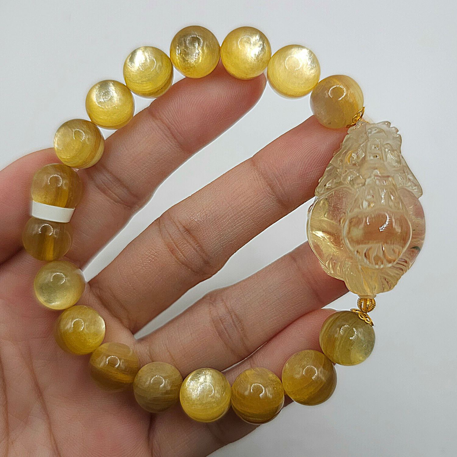 Natural Golden Mica x Citrine Dragon Pixiu 18K