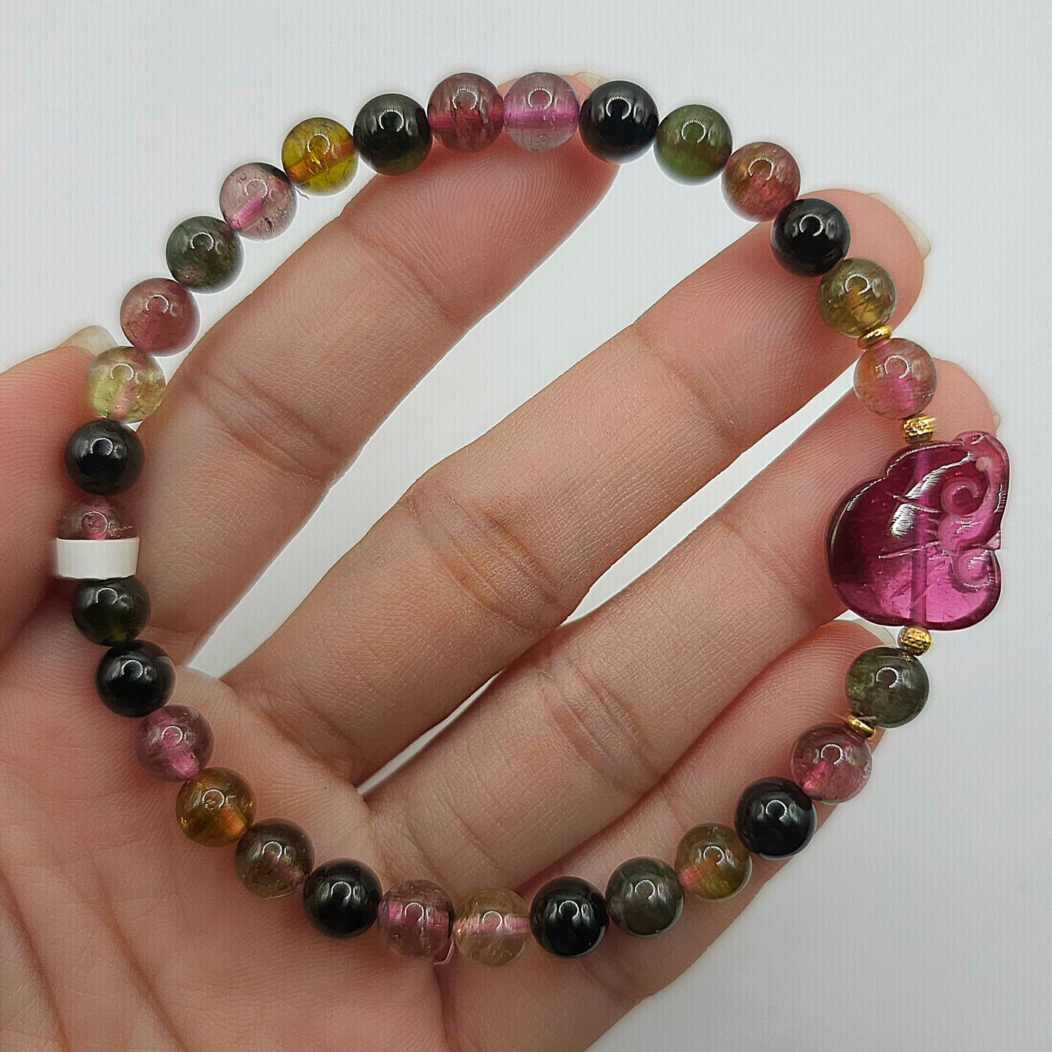Natural Candy Tourmaline with Ruyi - 18K