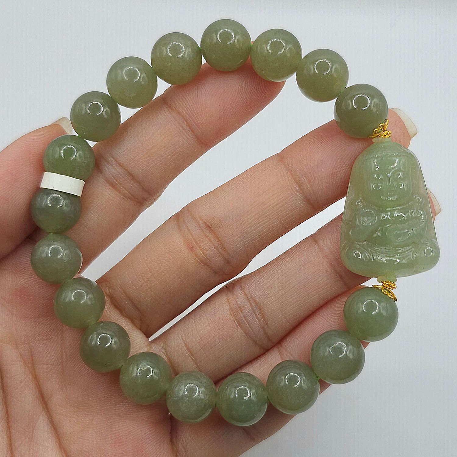 Natural Hetian Jade with Buddha 18K