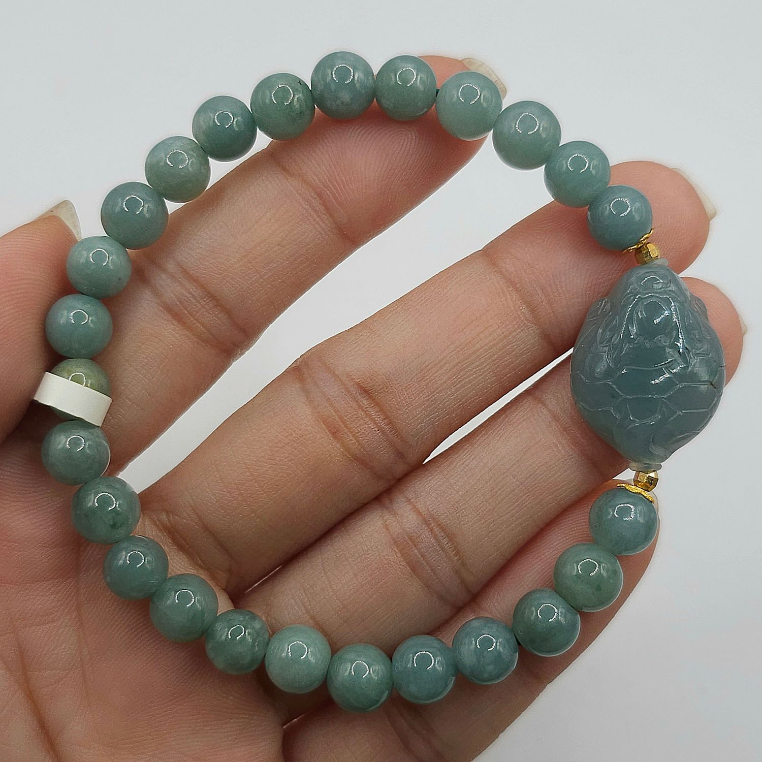 Natural Blue Water Jade with Dragon 18K