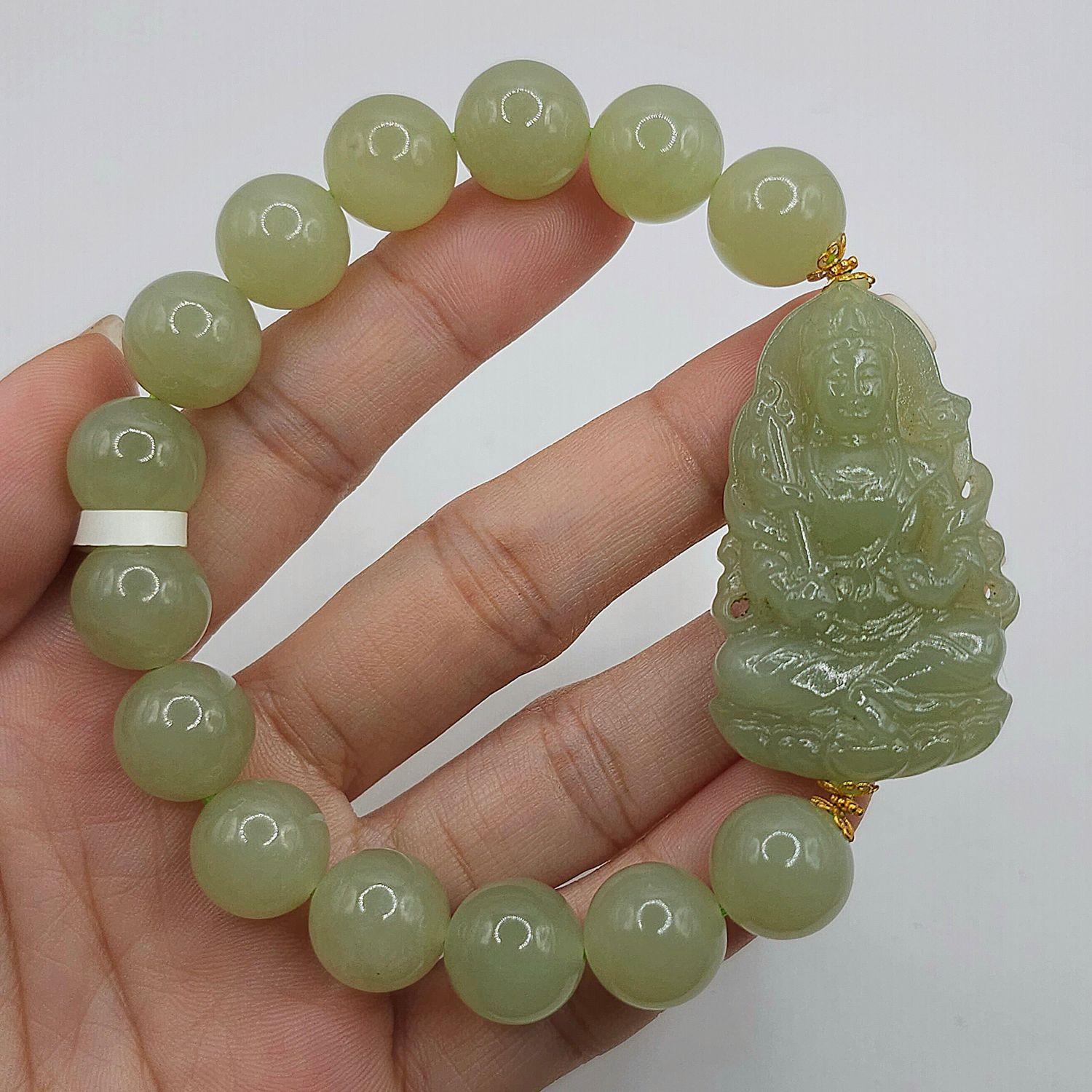 Natural Hetian Jade with Ganesha 18K