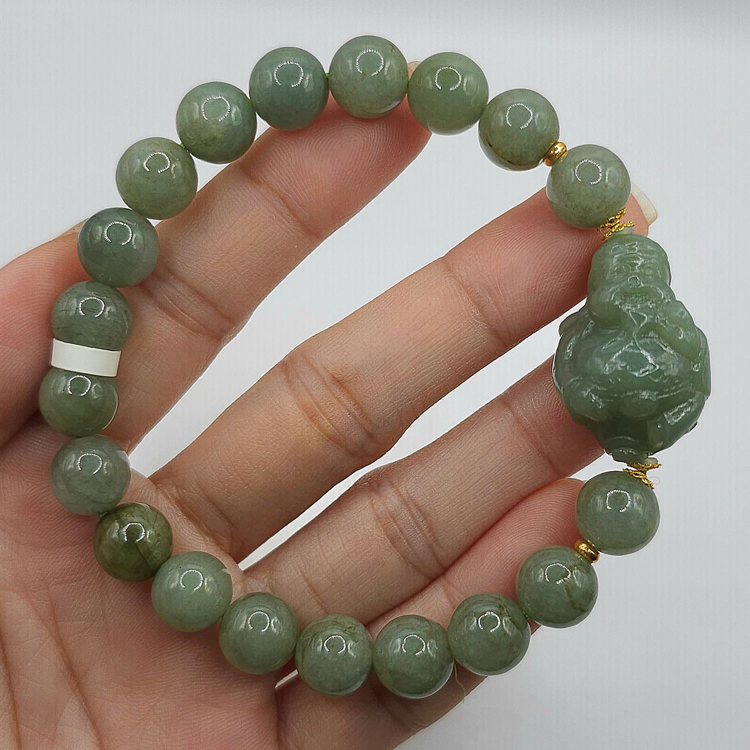 Natural Hetian Jade with God of Wealth 18K