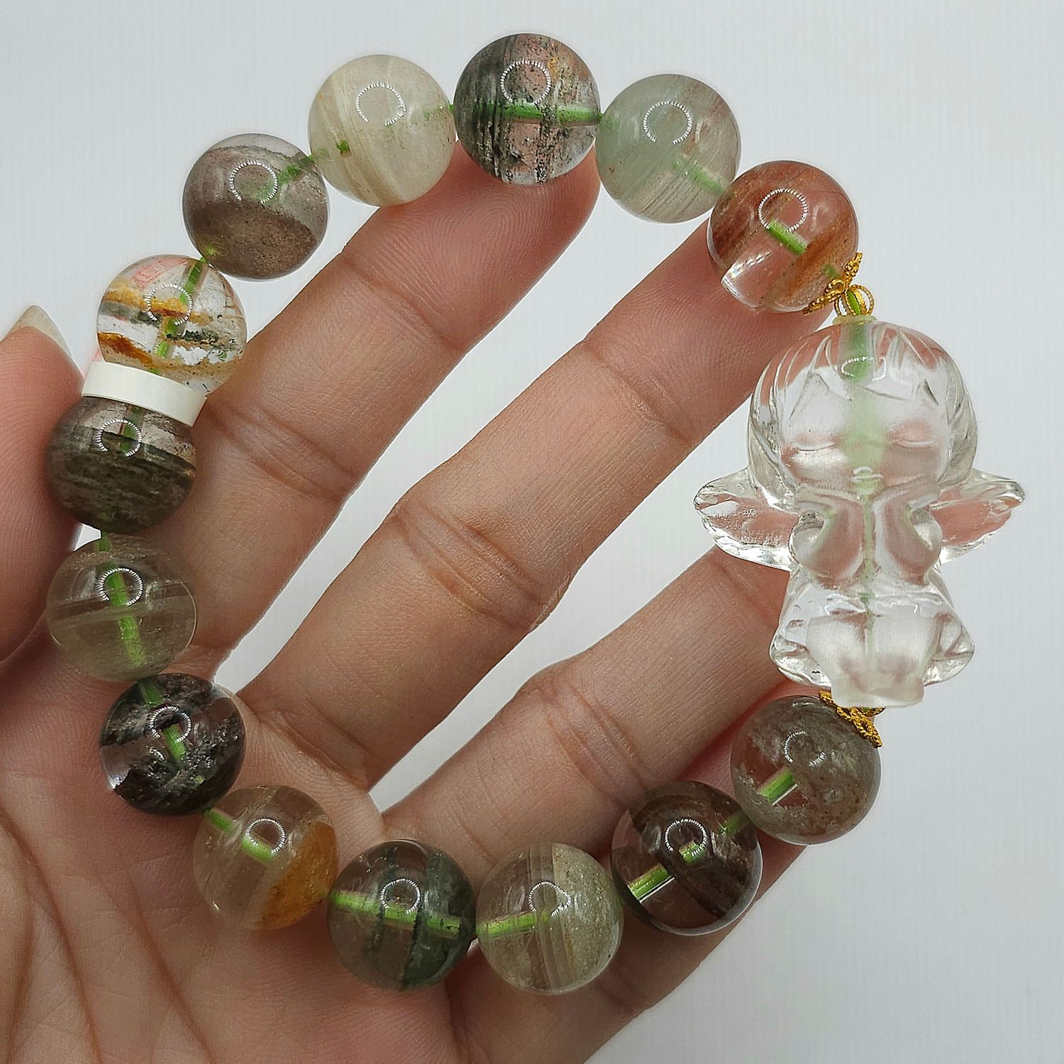 Natural Garden Phantom x Clear Quartz Angel 18K