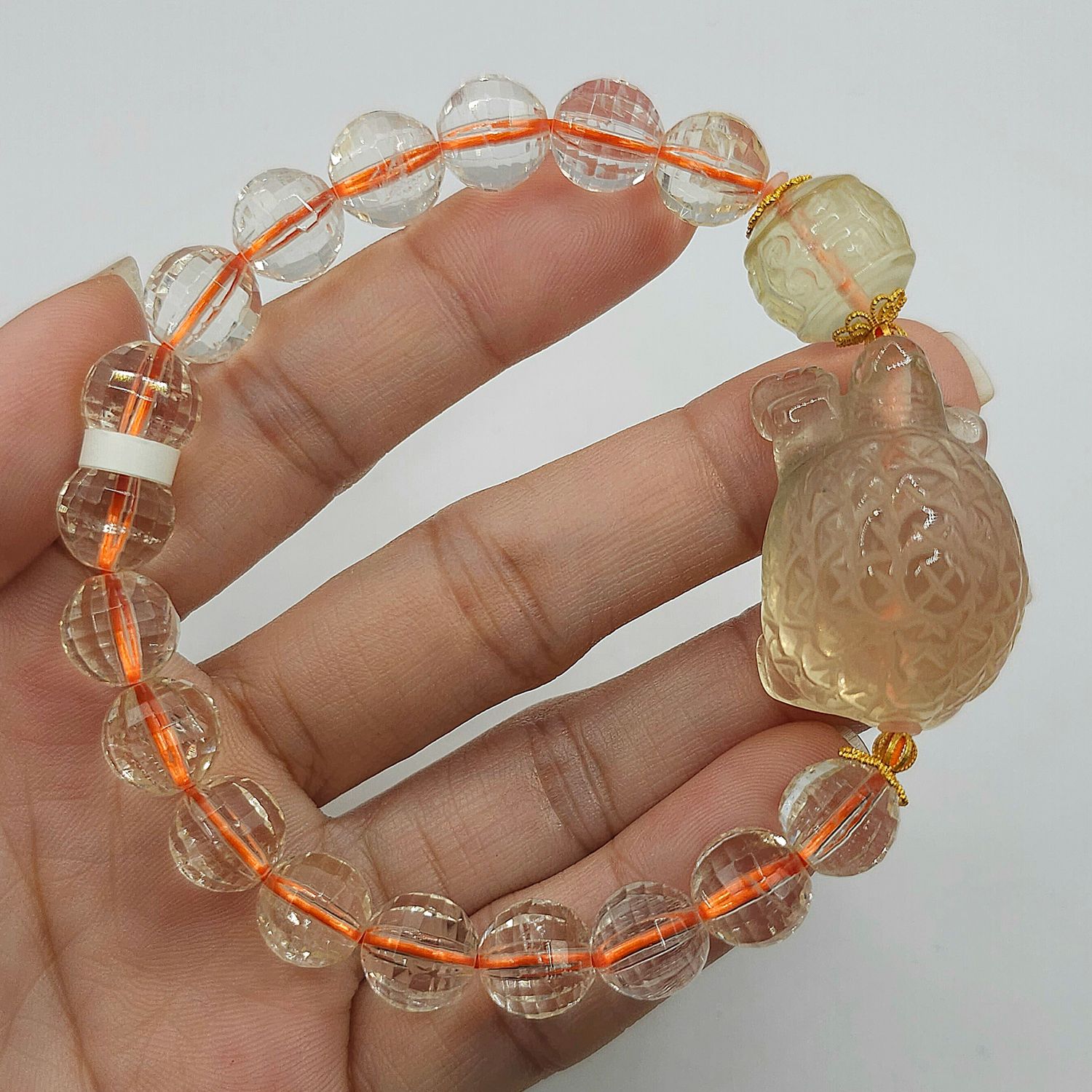 Natural Citrine with Money Toad &amp; Lucky Turn 18K