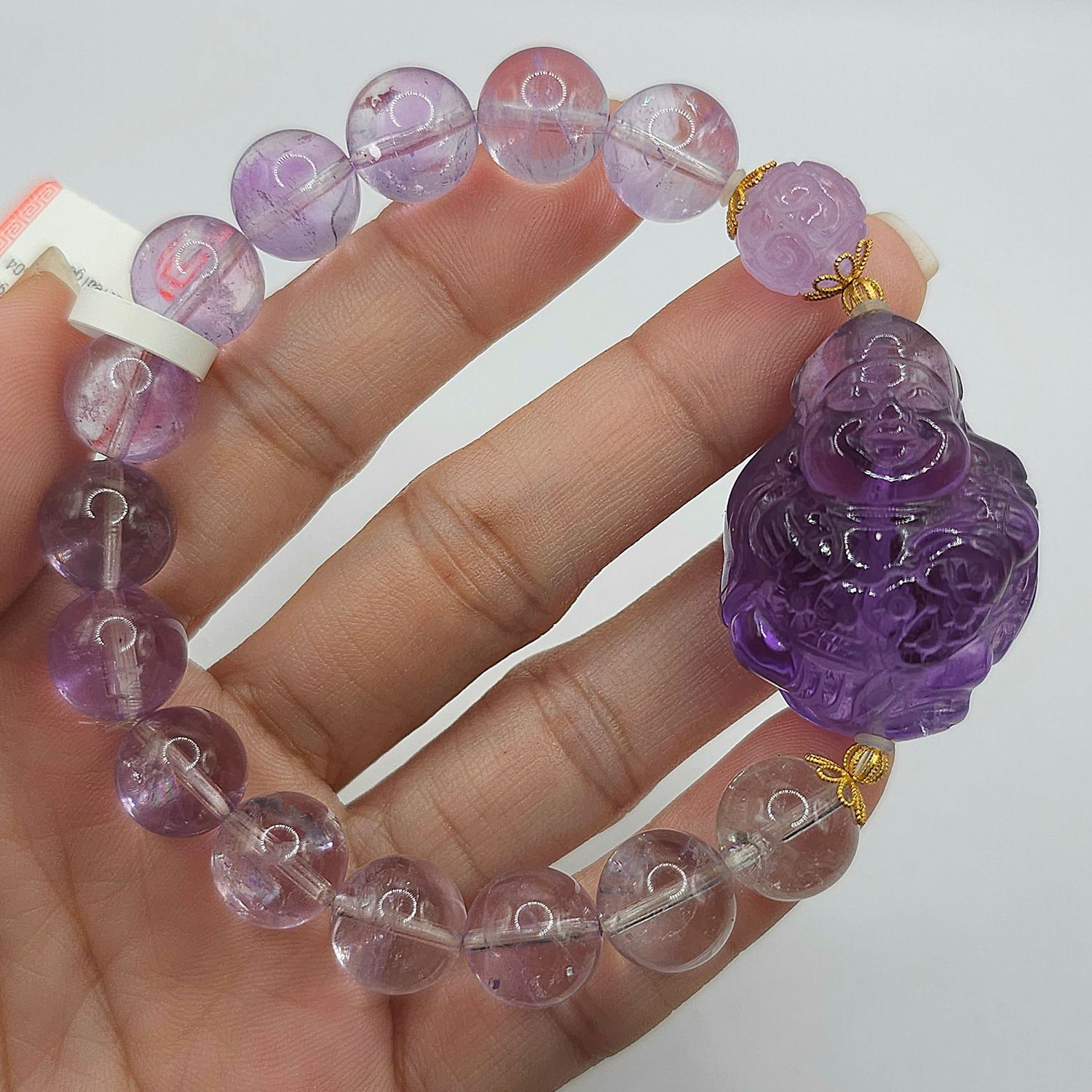 Natural Gradient Amethyst with God of Wealth 18K