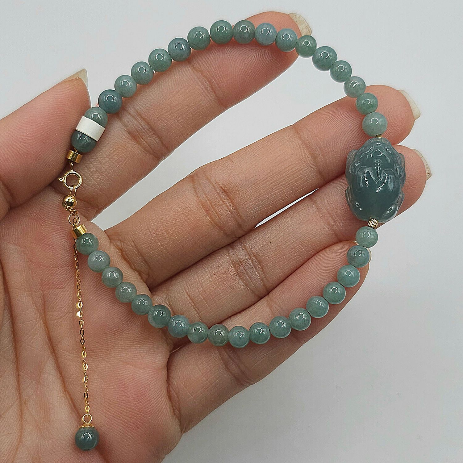 Natural Blue Water Jade with Pixiu 18K