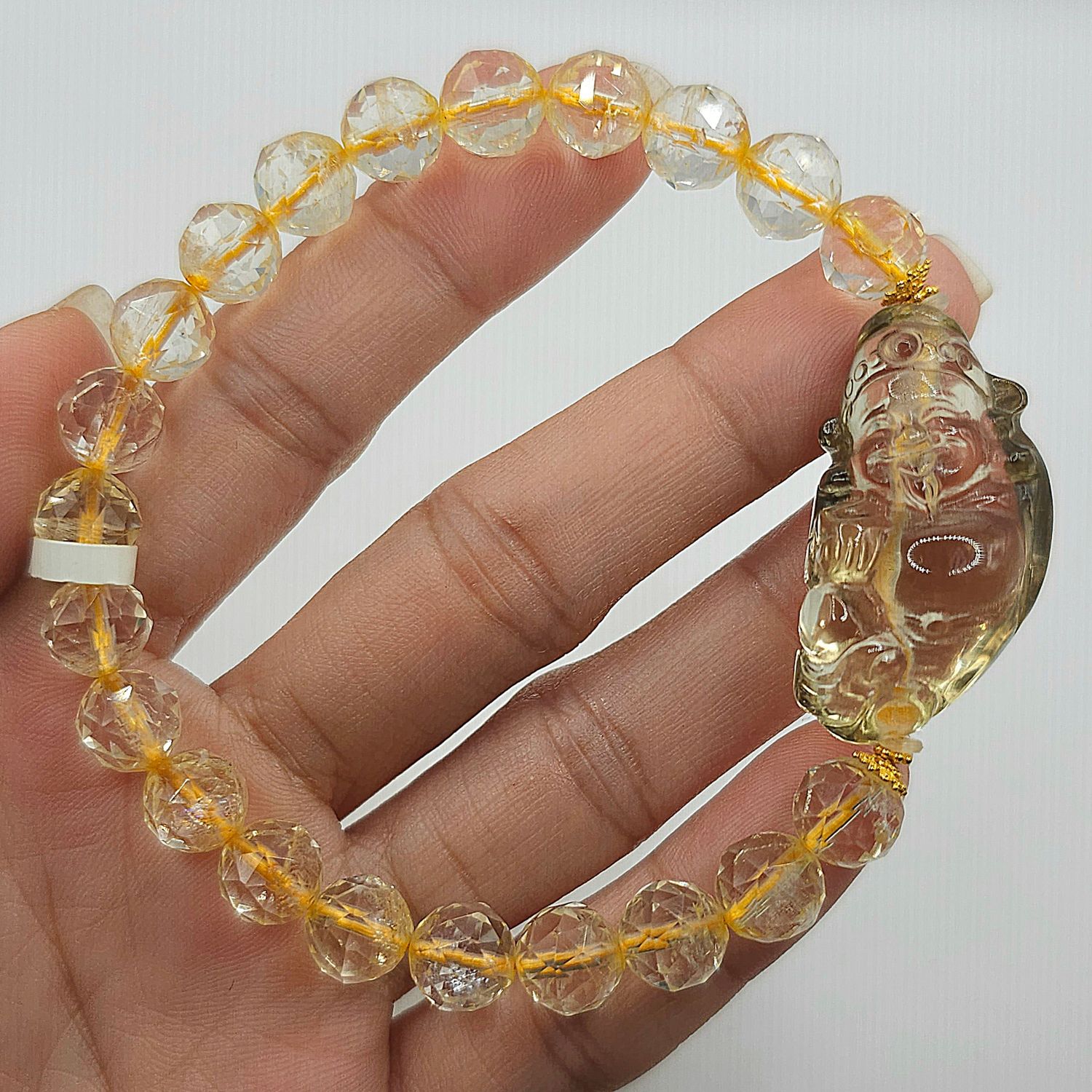 Natural Citrine with God of Fortune - 18K