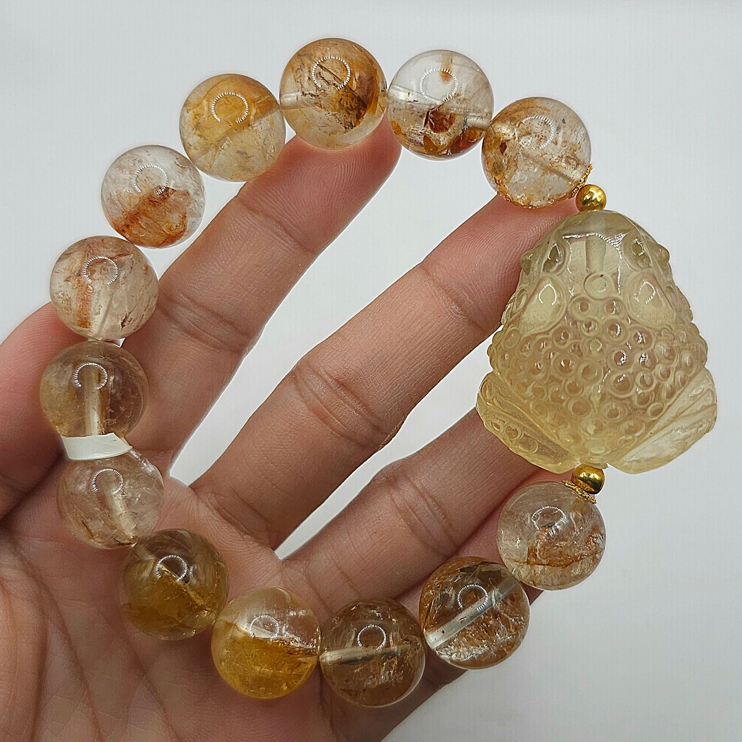 Natural Herkimer x Citrine Toad 18K