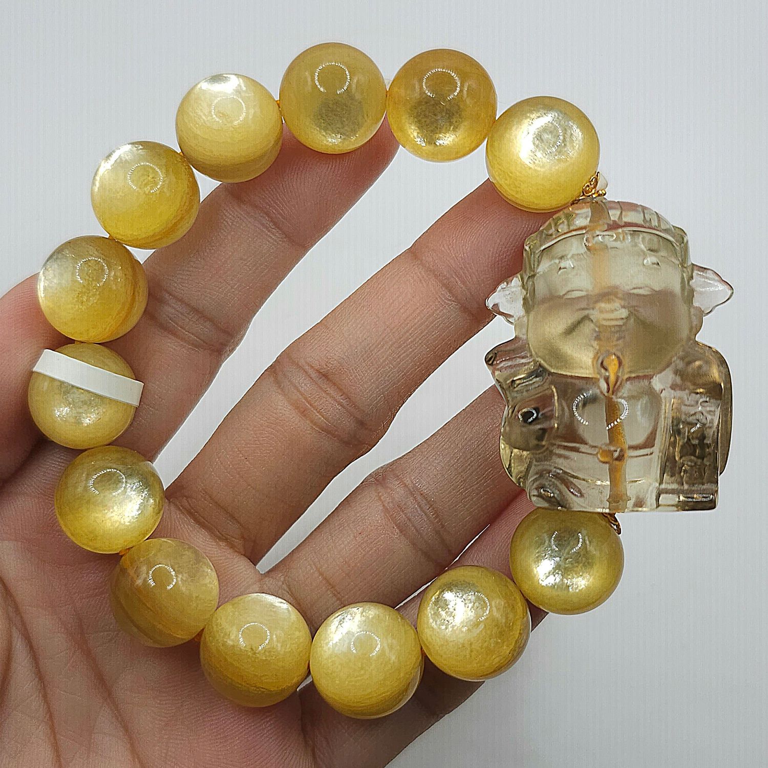 Natural Golden Mica x Citrine Fu Lu Shou 18K