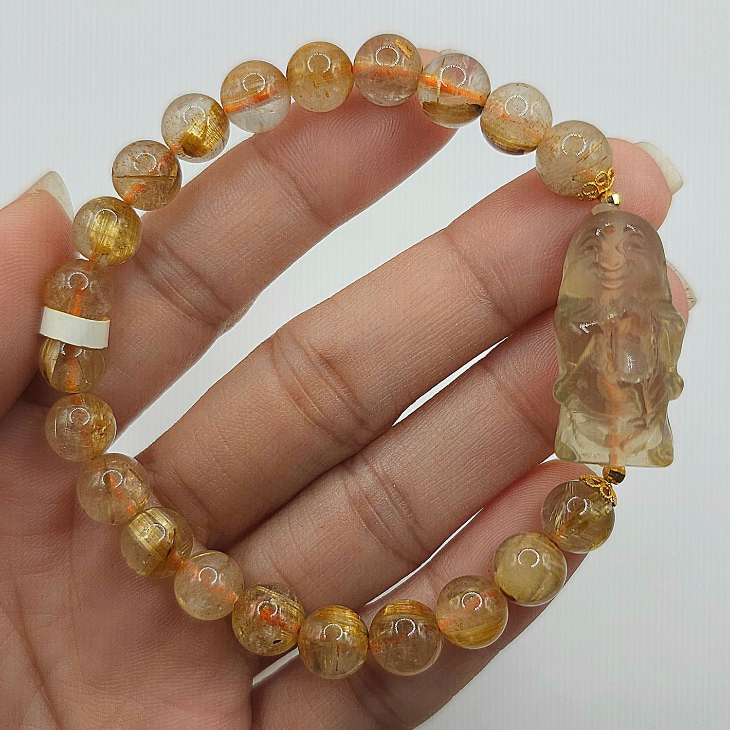 Natural Golden Ruti x Citrine Buddha 18K