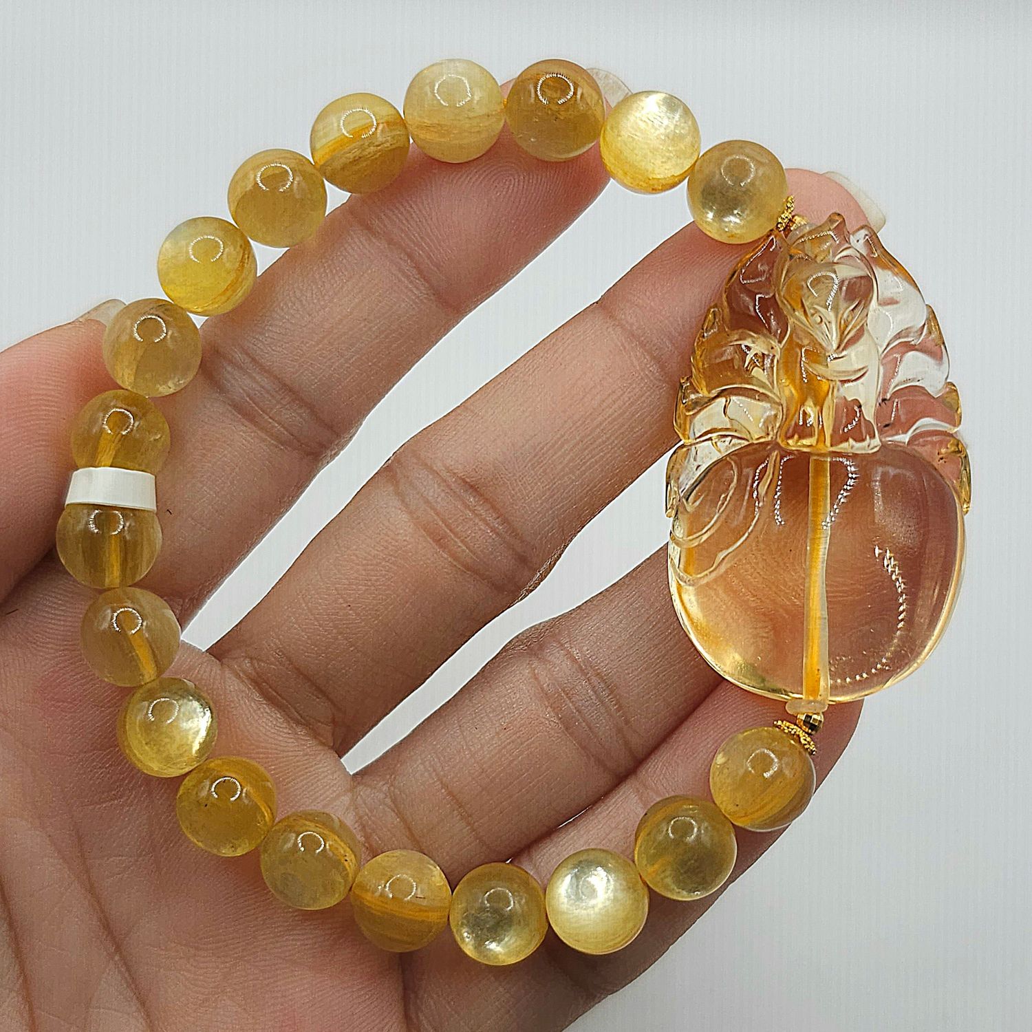 Natural Golden Mica x Citrine 9 Tail Fox 18K