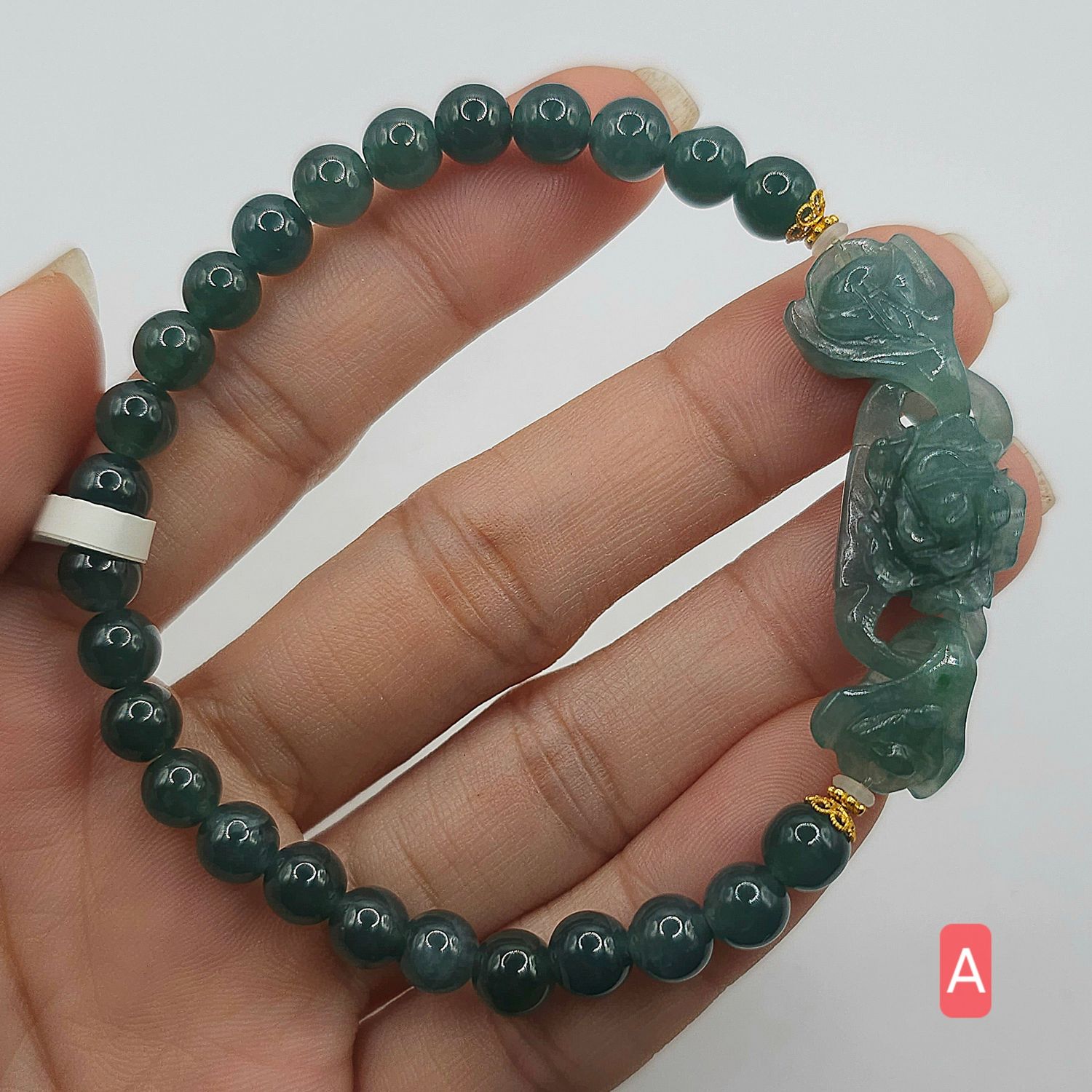 Natural Icy Blue Water Jade with Rose